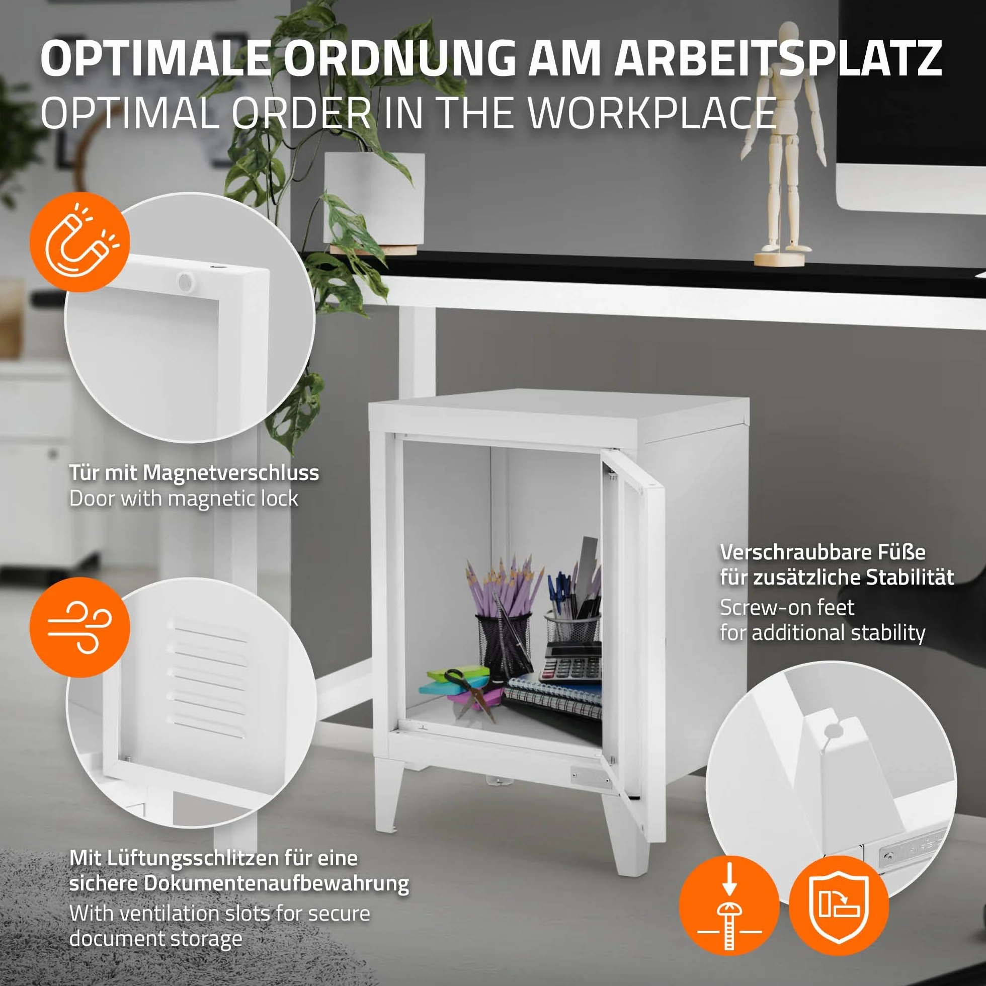 ML-Design uniwersalna szafka metalowa biała 40x30x57,5 cm stalowa z drzwiami kompaktowa