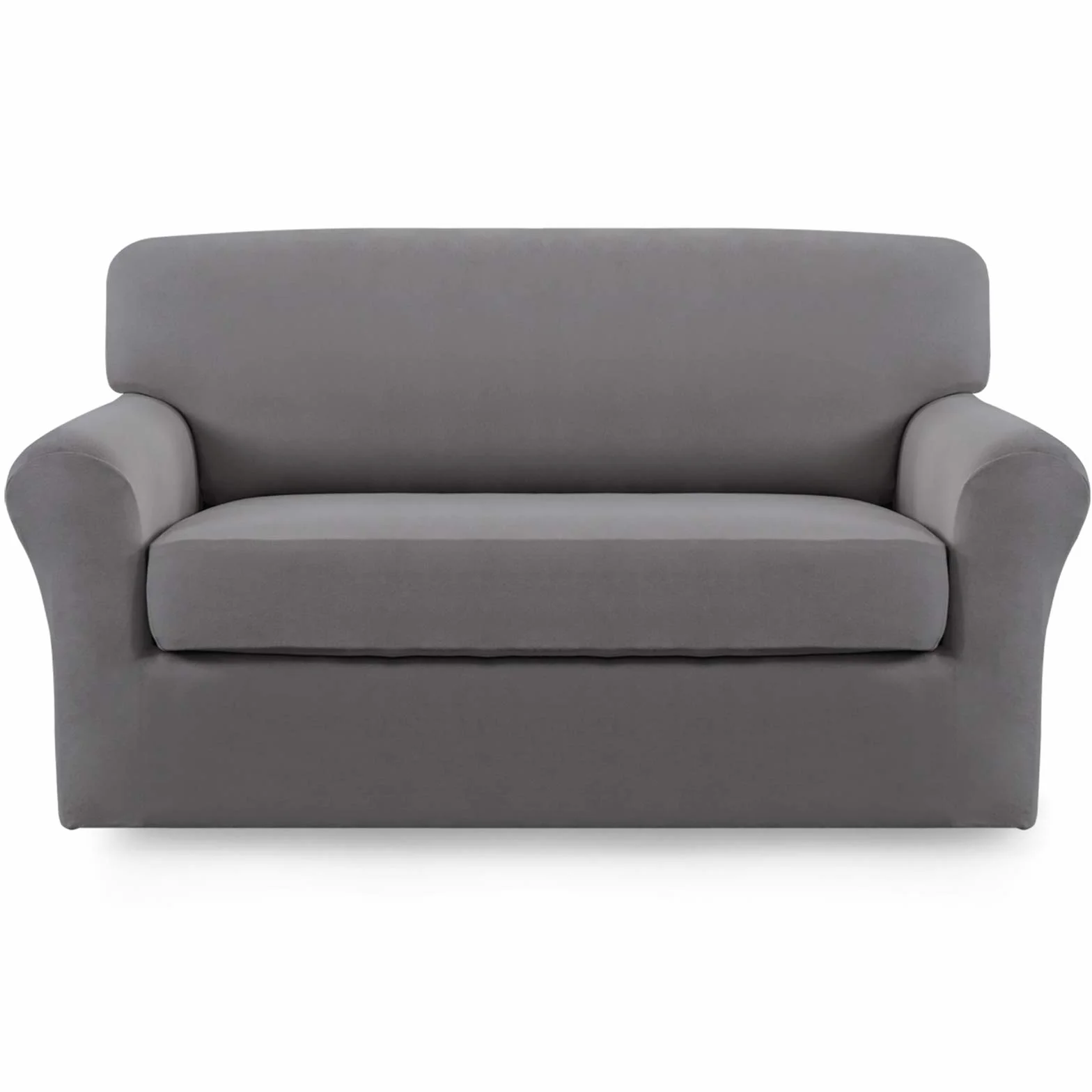 Easy-Going Microfiber Stretch Sofa Slipcover Spandex Fitted Couch Cover Washable Furniture Protector Loveseat Light Gray