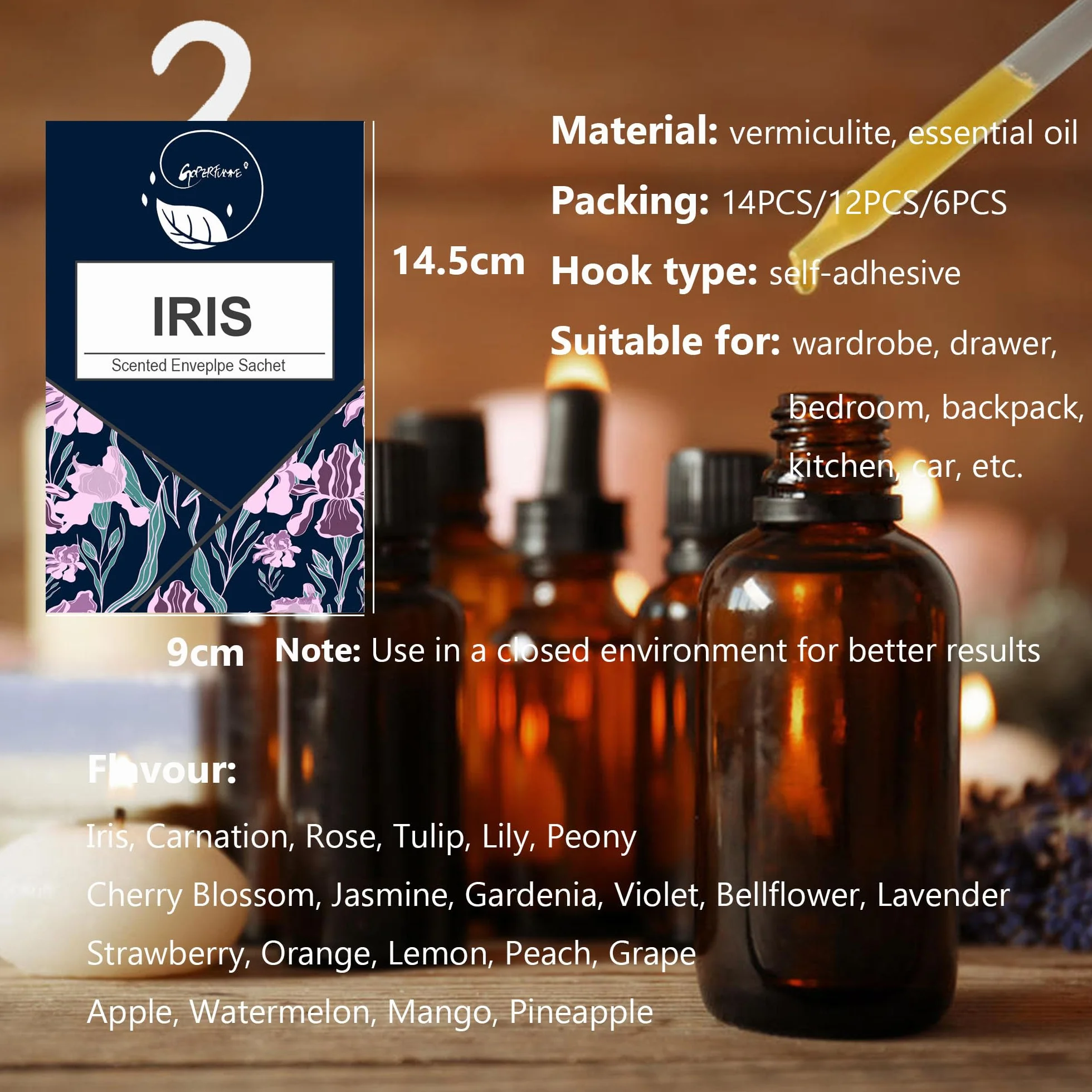 Perfumatory do szafy i samochodu, torby lawendowe, dezodorant na buty 12 szt.