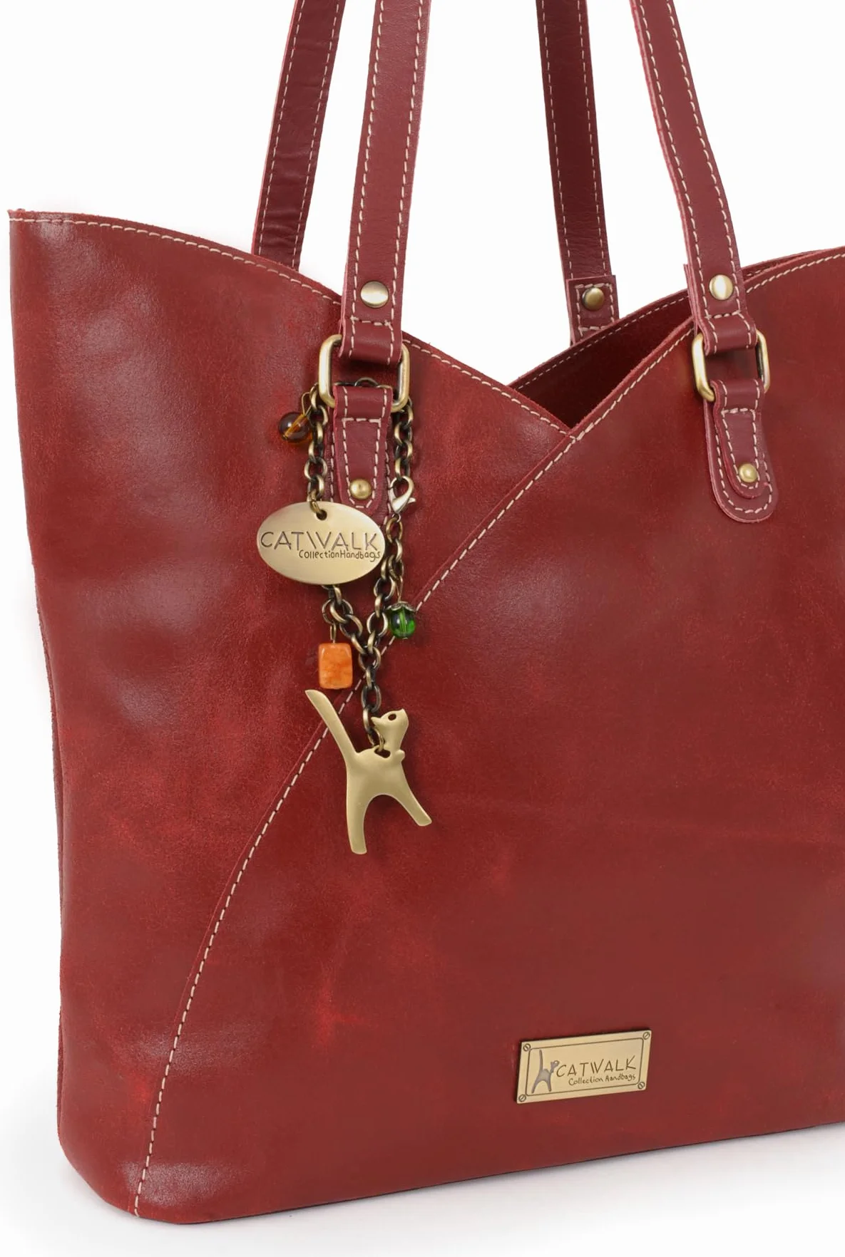 Catwalk Collection Handbags - Damska Duża Torba Typu Tote - Torebka Rozkloszowana na Ramię - Postarzana Skóra - Abigail