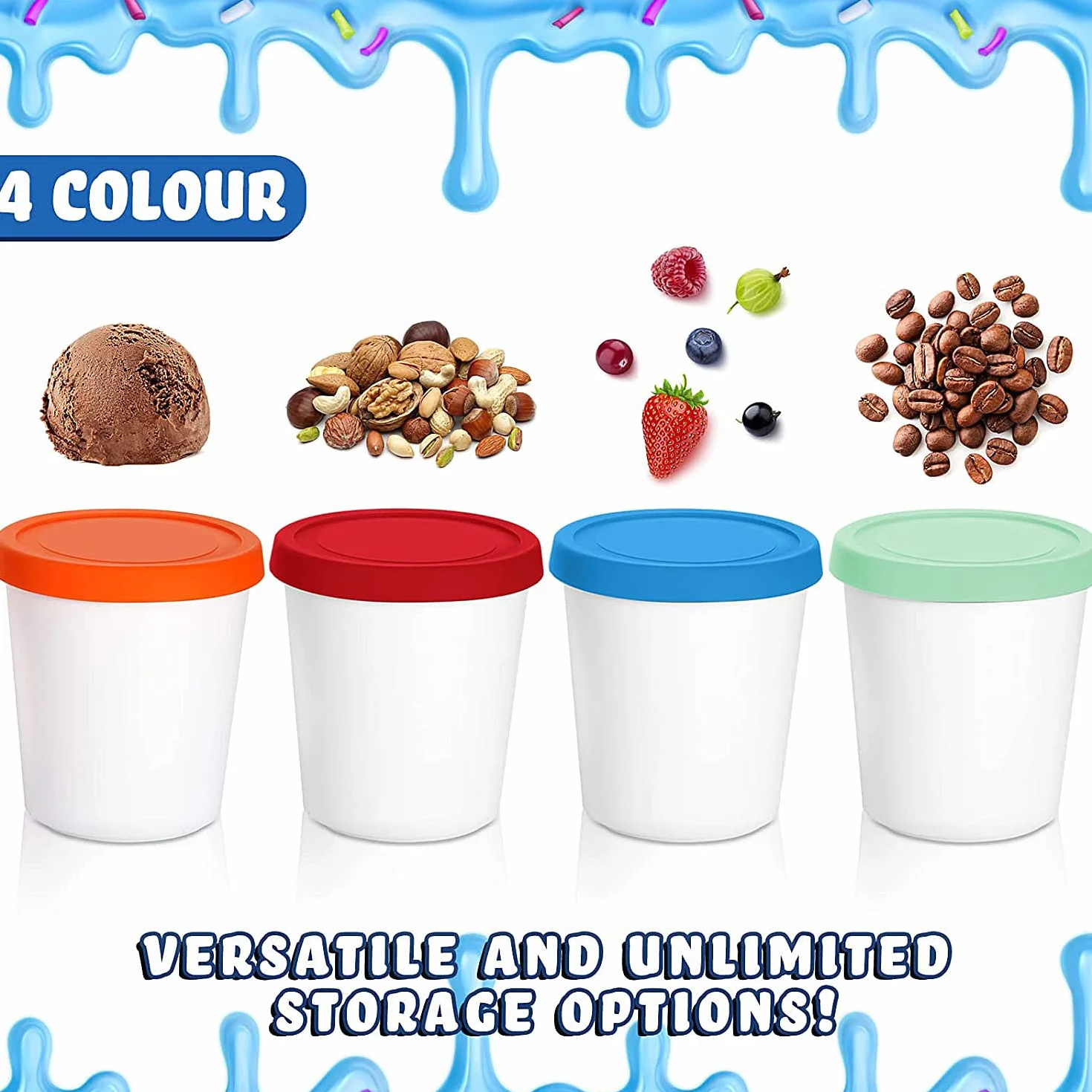 Pojemnik do Lodów 6 Sztuk 250 ml z Pokrywką