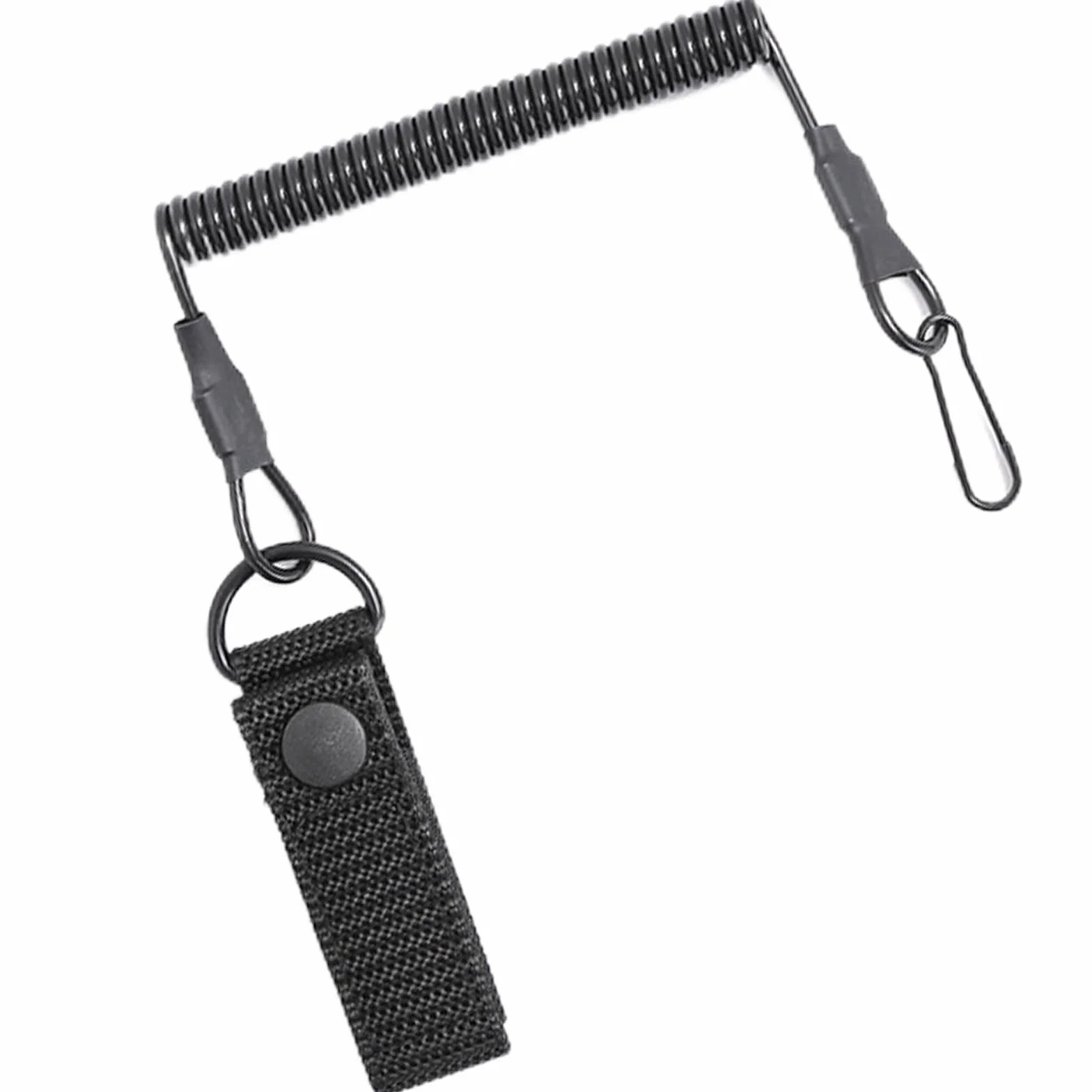 Paracord smycz taktyczna, spirala na klucze, elastyczna smycz wędkarska, smycz taktyczna, spiralna smycz do kluczy, linka zabezpieczająca do wędkowania, czarny, /