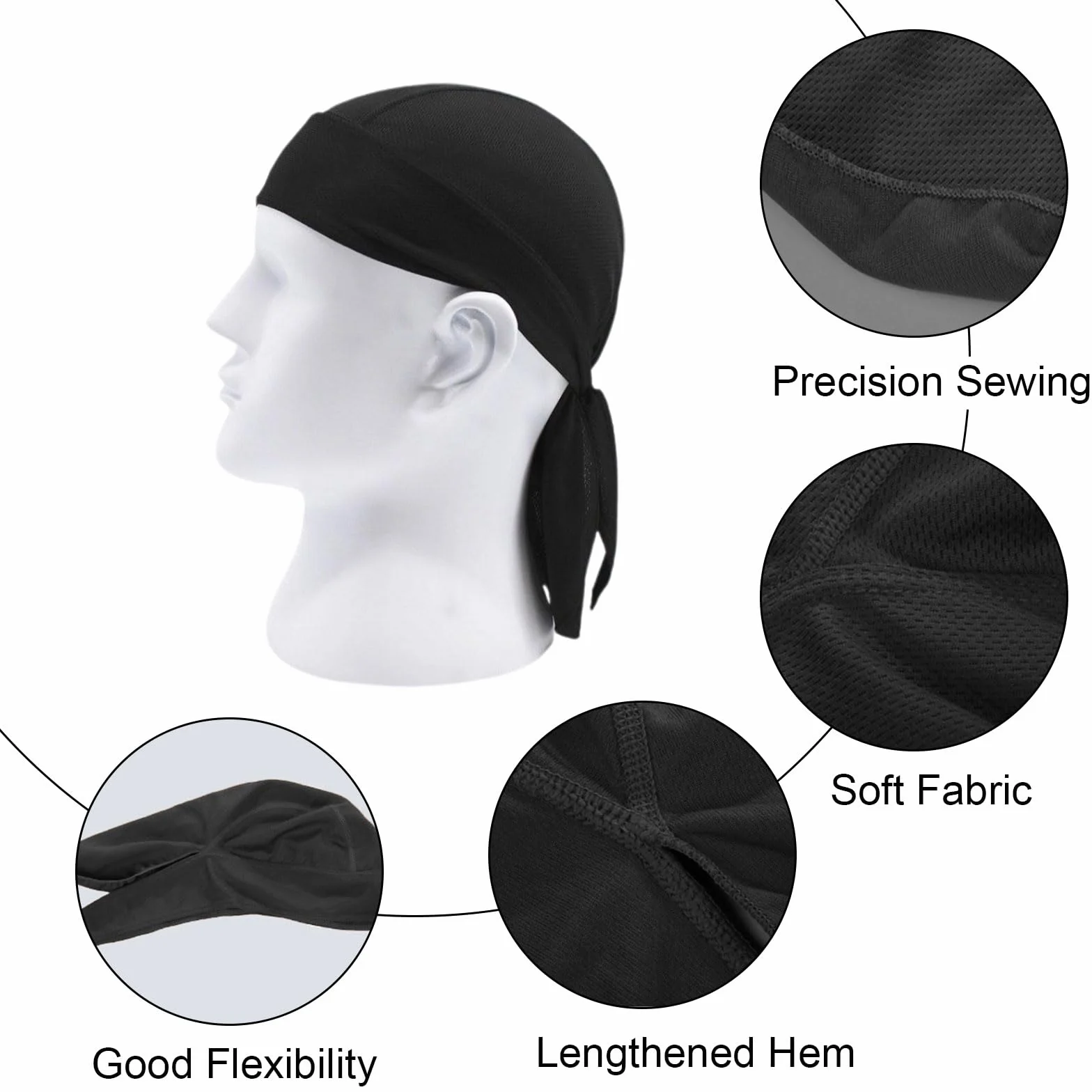TSHAOUN 3 szt. bandana dla mężczyzn czapka z czaszką, szybkoschnąca sportowa bandana kolarska czapka z czaszką, ochrona głowy anty-UV, opaska na głowę, sport, wędrówki, łyżwiarstwo, jazda na rowerze,
