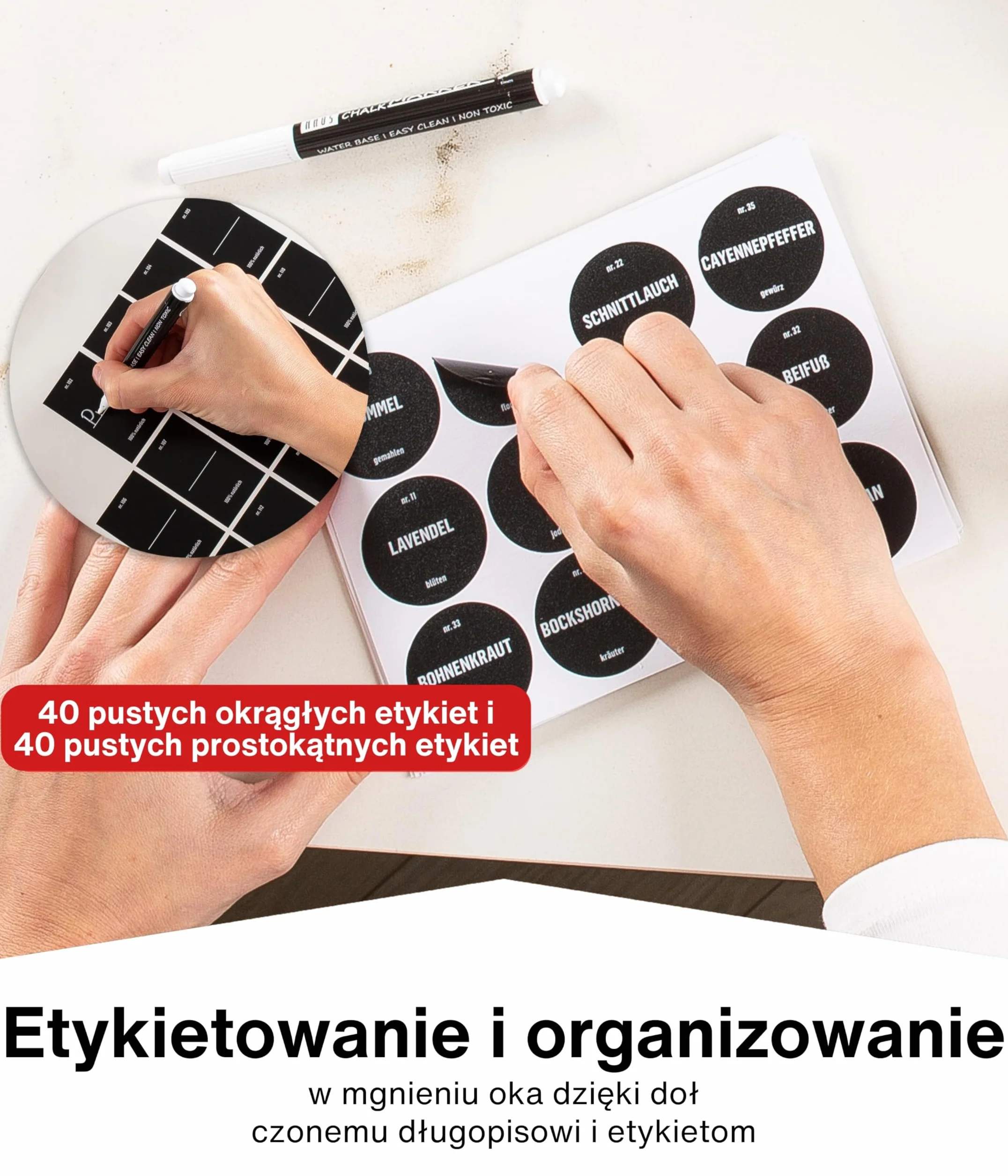 Deco Haus Organizer do Przechowywania Przypraw w Szufladzie 3 Poziomy Zestaw 24 Słoików 280 Etykiet
