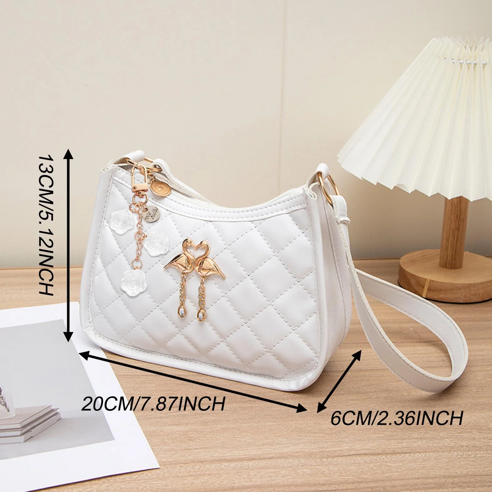Biała skórzana kopertówka dla kobiet – mała torebka crossbody z kieszeniami na zamek błyskawiczny, retro miękki PU do codziennego użytku