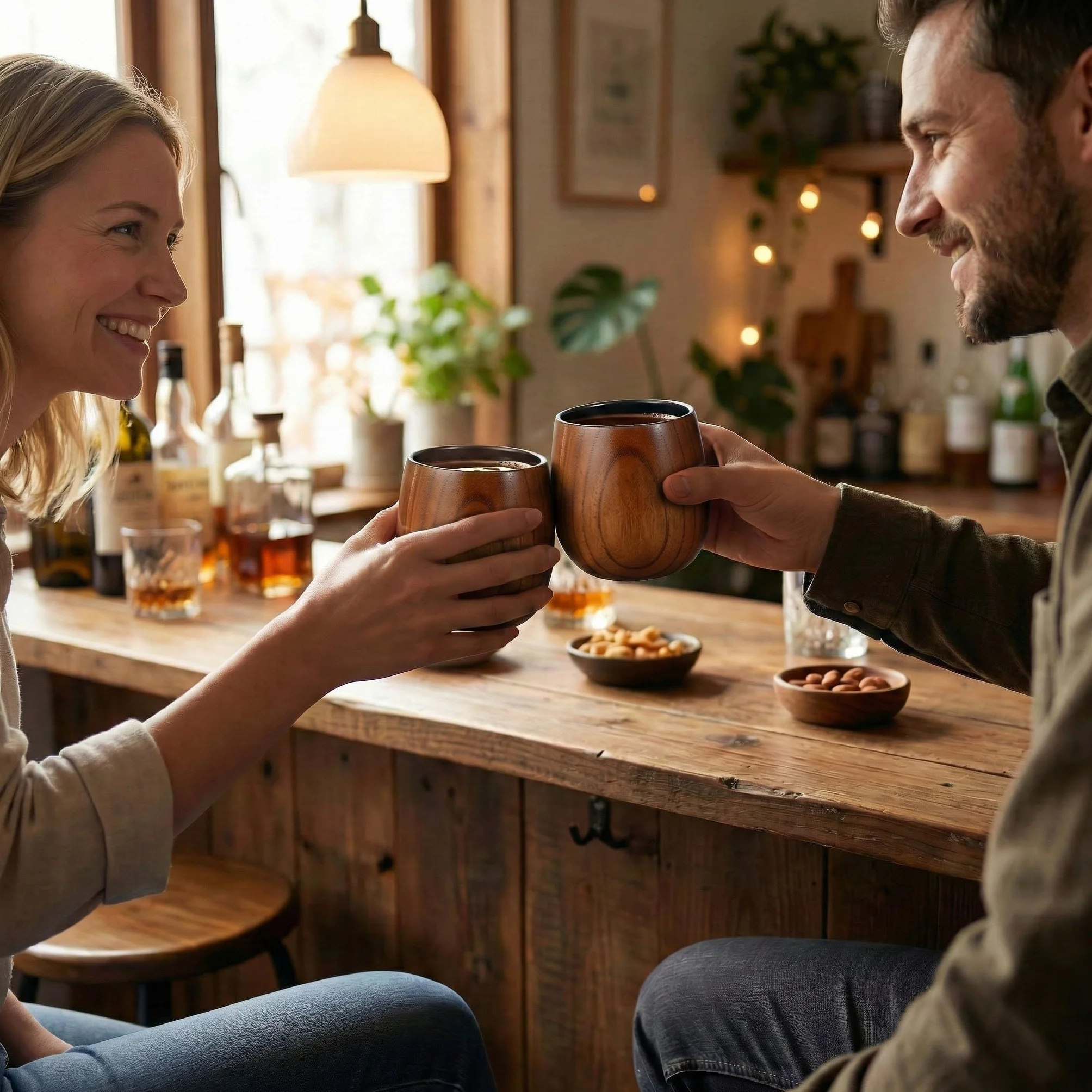 Zestaw 2 szklanek do whisky z zwęglonego drewna 300 ml