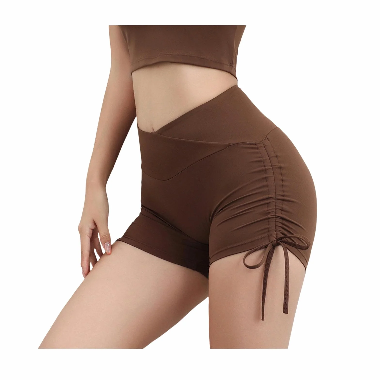 gym shorts for women European And American Style Hip-lifting Pants For Women Yoga Fitness High Waist Tummy-control Yoga Pants Tight Drawstring Three-quarter Pants Sports Fitness Pants