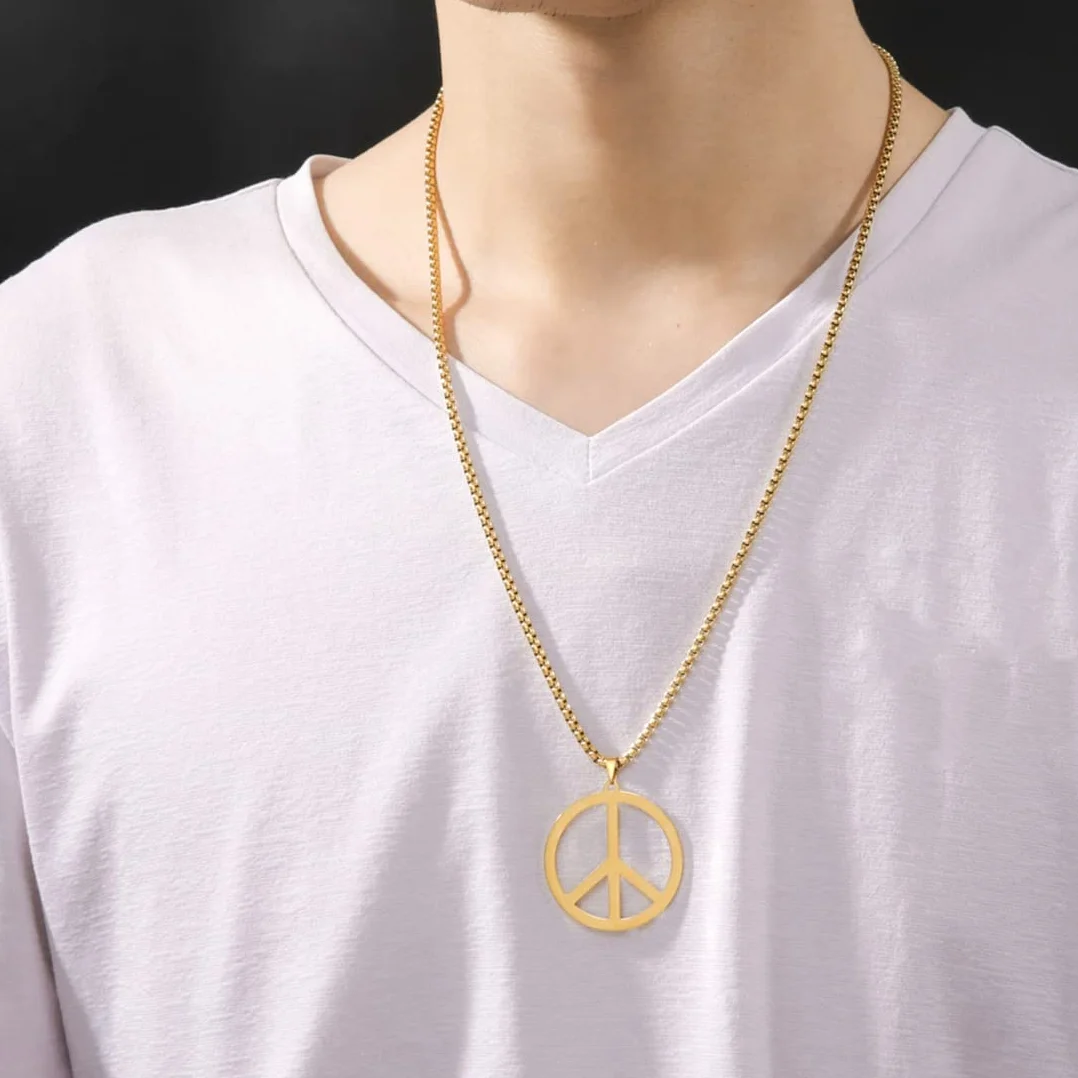 Znak Pokoju Symbol Naszyjnik Geometryczny Duży Okrągły Naszyjnik Hippie Party Dressing Akcesoria Biżuteria Prezenty Mężczyźni