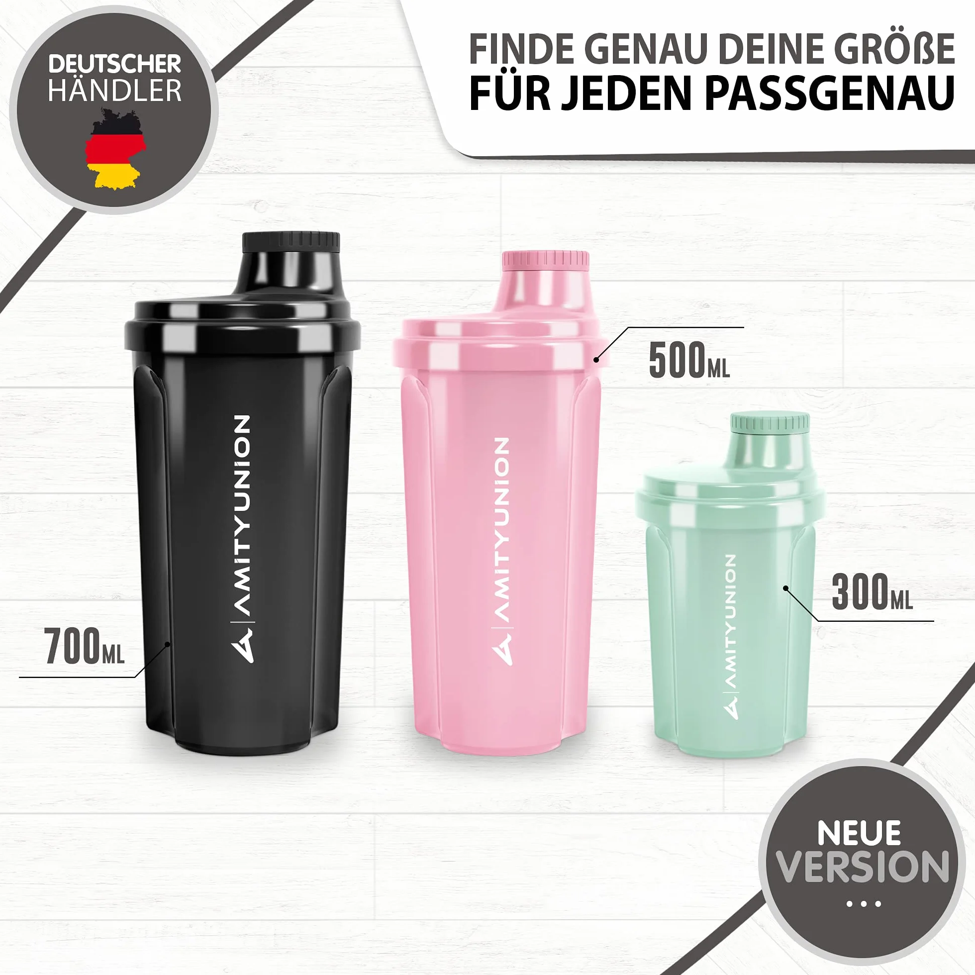 Heaven Protein Shaker 300 ml, zabezpieczony przed wyciekiem, nie zawiera BPA, z wklikiwanym sitkiem i skalą do kremowych szejków serwatkowych, kubek na siłownię, do izolatów i koncentratów sportowych