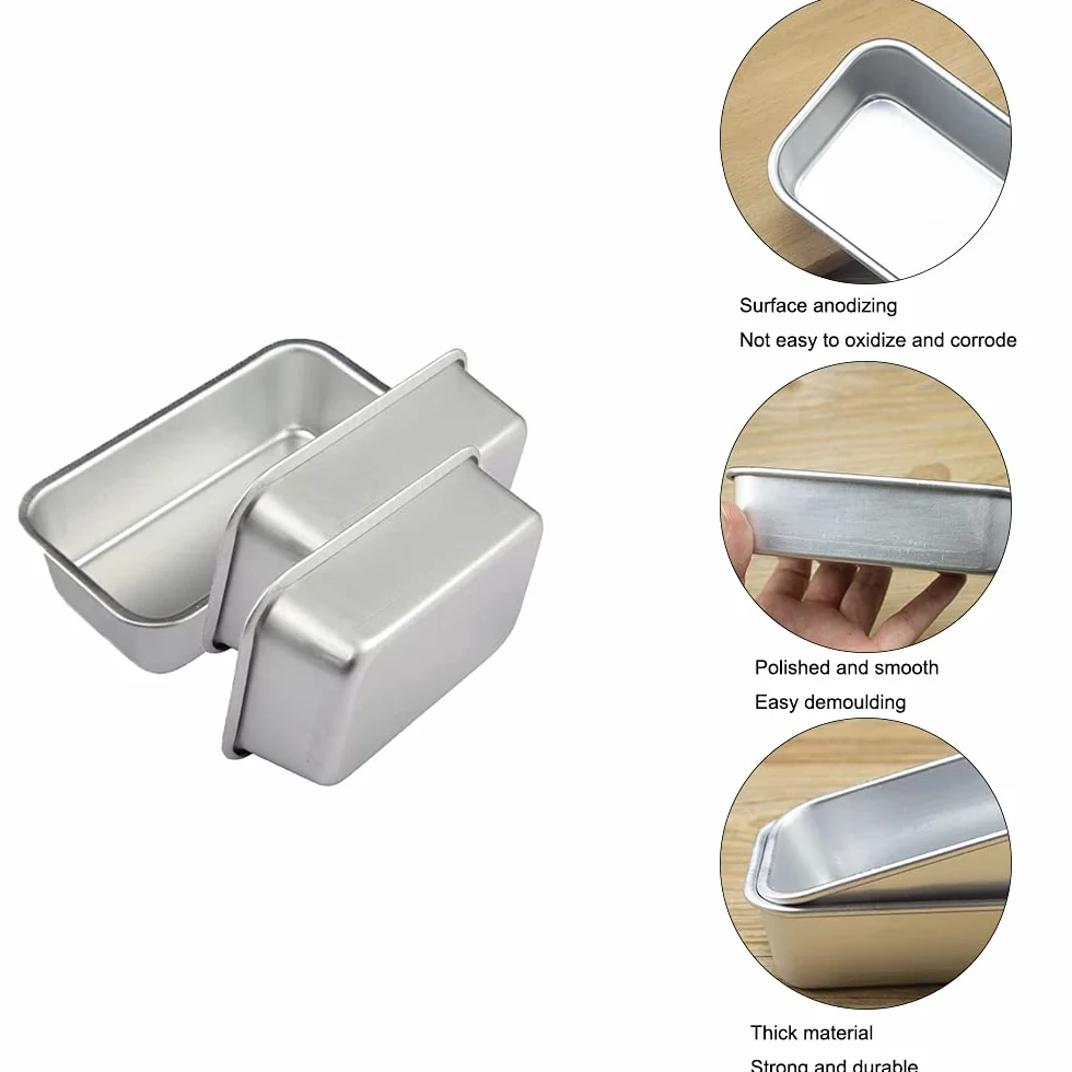 3 sztuki Prostokątne foremki do chleba, foremka do ciasta, nieprzywierająca, nietoksyczna, zdrowa, łatwa do czyszczenia, stop aluminium, do chleba, tostów (13,5 x 7,8 x 3,6 cm)