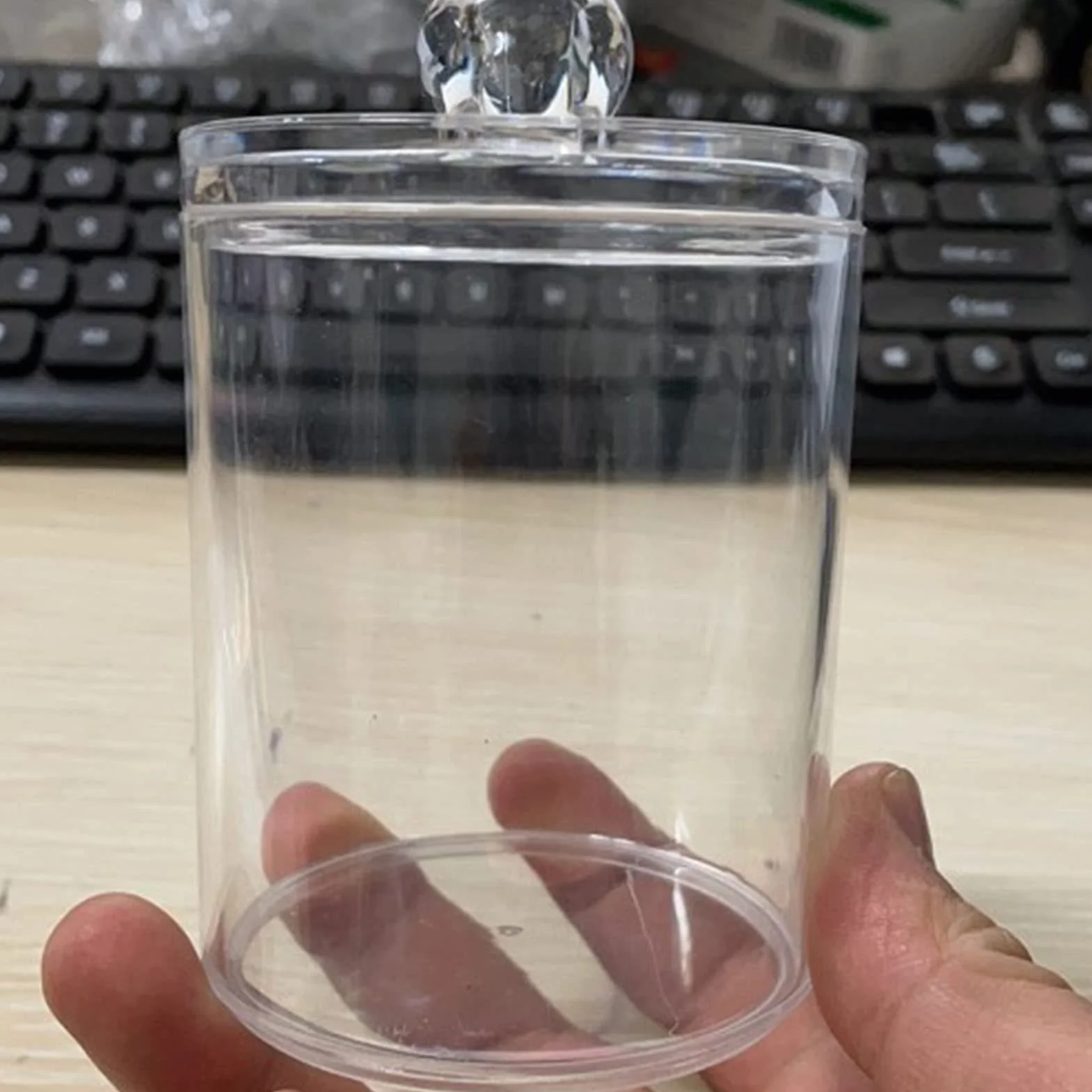 Uchwyty Dozowników Qtip, 4 szt. Plastikowe Przezroczyste Organizery do Toaletek łazienkowych Słoiki Apteczne Zestaw Kanistrów na Waciki, Wacik, Końcówki Q, Krążki Bawełniane