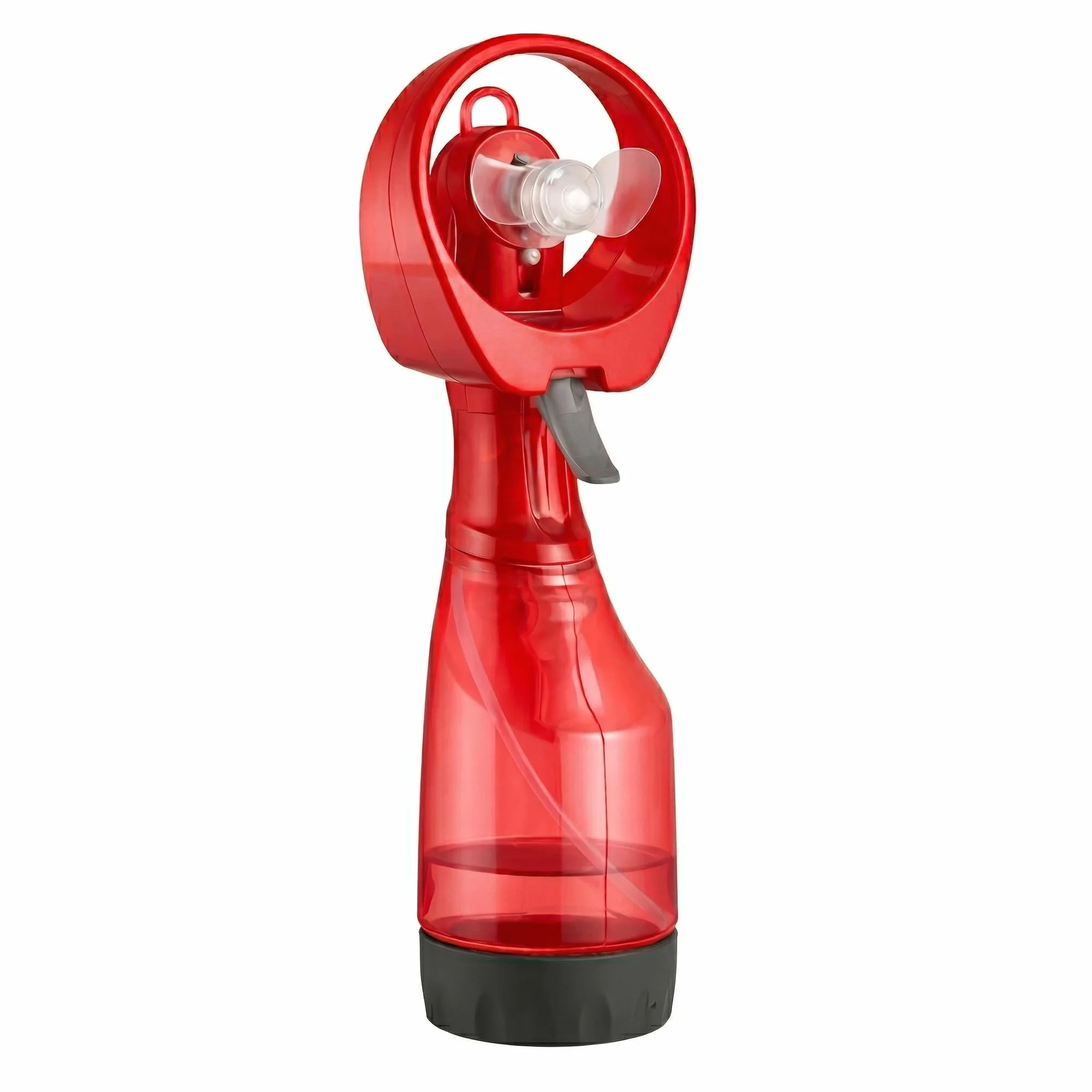 MIJOMA Wentylator ręczny z mgiełką 300 ml 25 cm 2 baterie AA czerwony