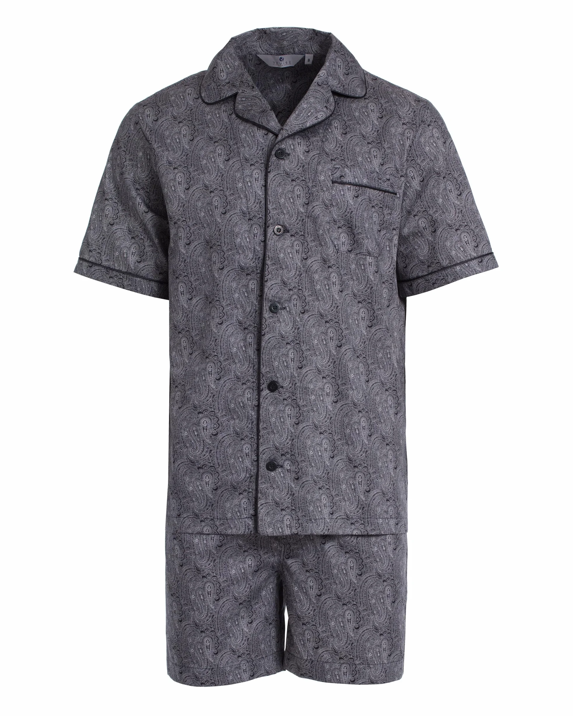 Revise RE-950 męska piżama - krótka - na lato - 100% bawełna - Czarny C2 - Roz. 3XL