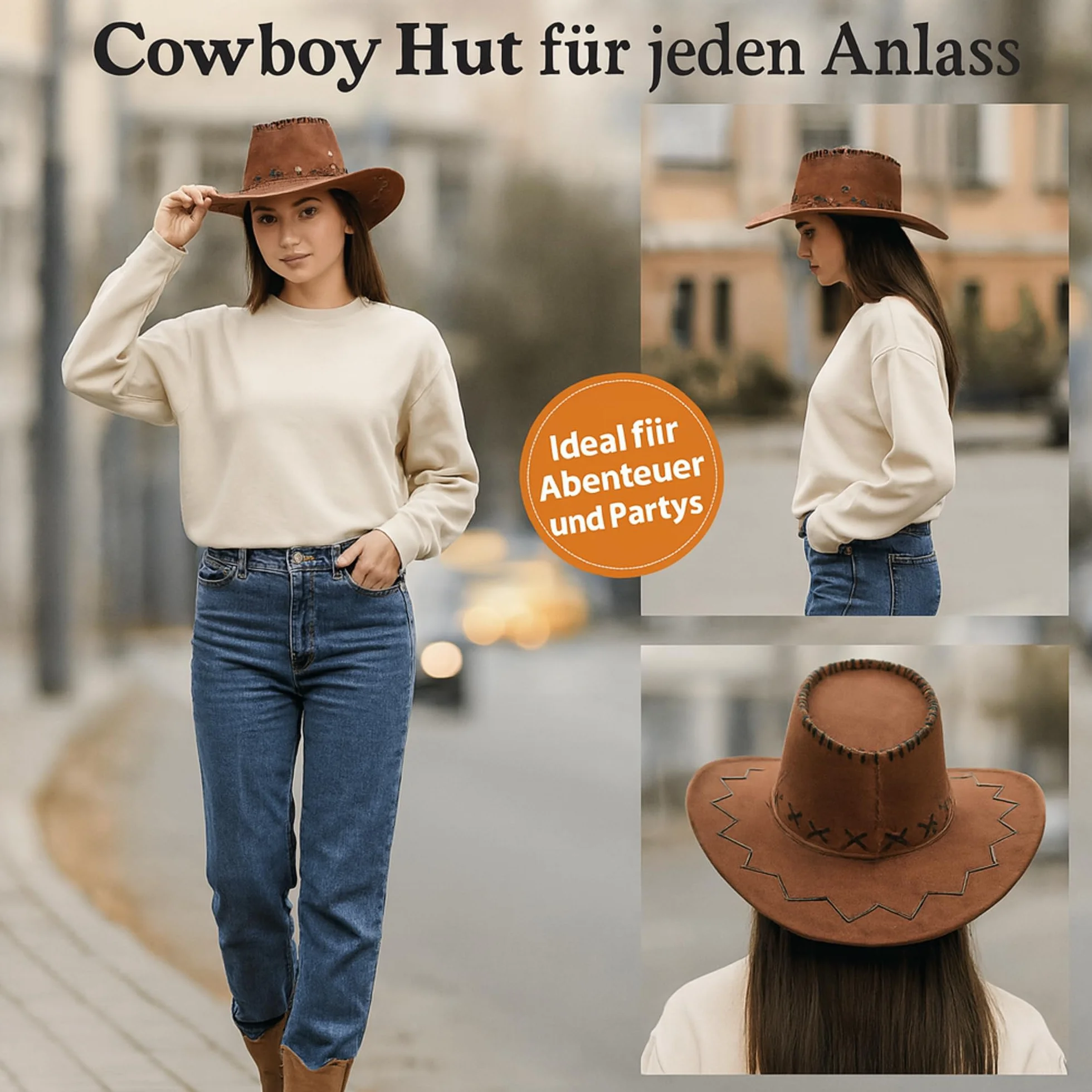 Kapelusz Kowbojski Western Cowgirl dla Kobiet, Mężczyzn i Dzieci