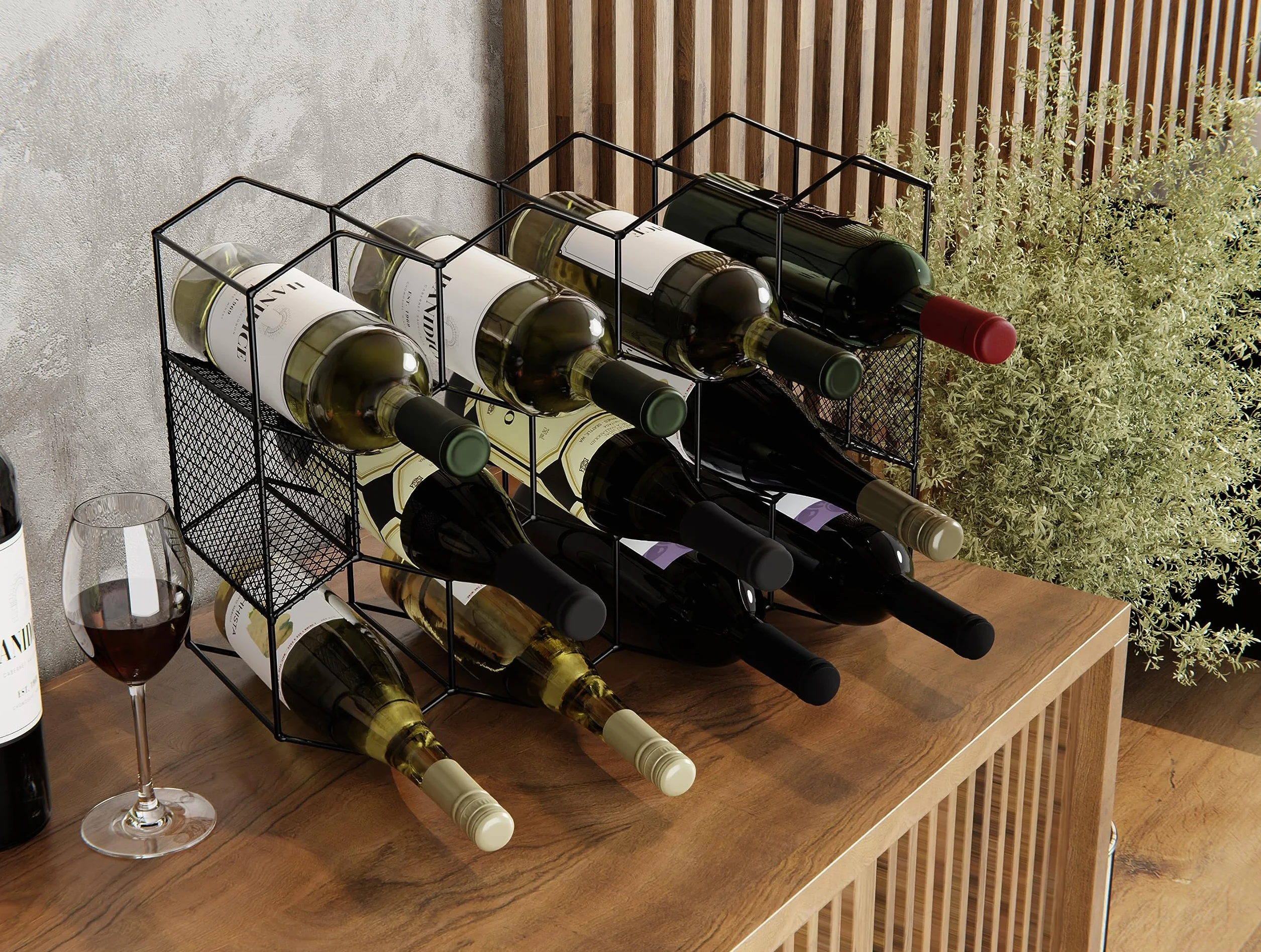 Lenmar Seria LOFT Regał na Wino z Metalu, 5-30 Butelek, Uchwyt do Piwnicy, Wytrzymałe Przechowywanie (LOFT 1-11, 11 Butelek)
