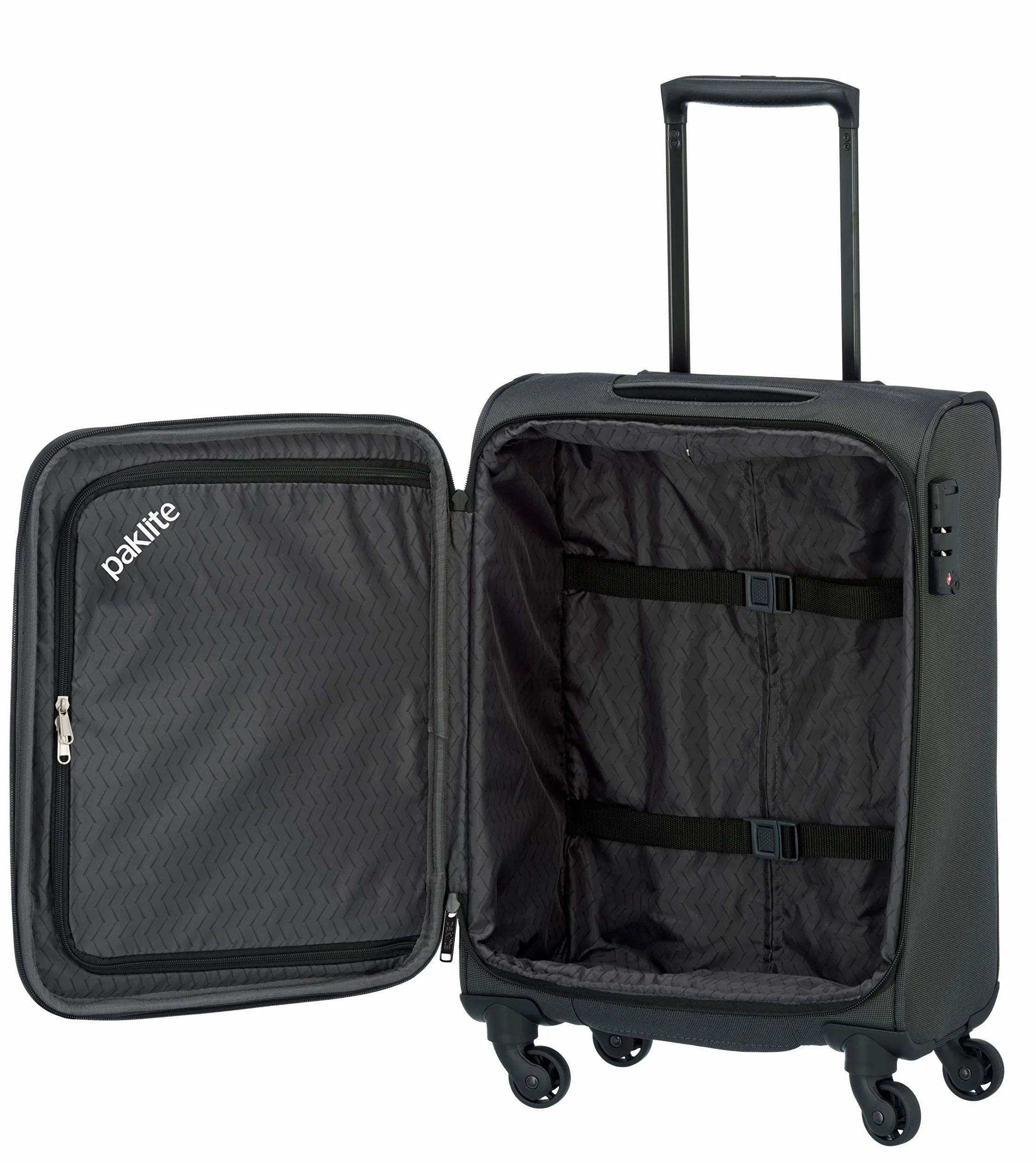 Travelite paklite 4-kołowy miękki futerał na bagaż podręczny, zgodny z wymiarami bagażu pokładowego IATA,zamek TSA+funkcja zatrzasku, bagaż DERBY:stylowy wózek o dwukolorowym designie,55 cm,41 litrów