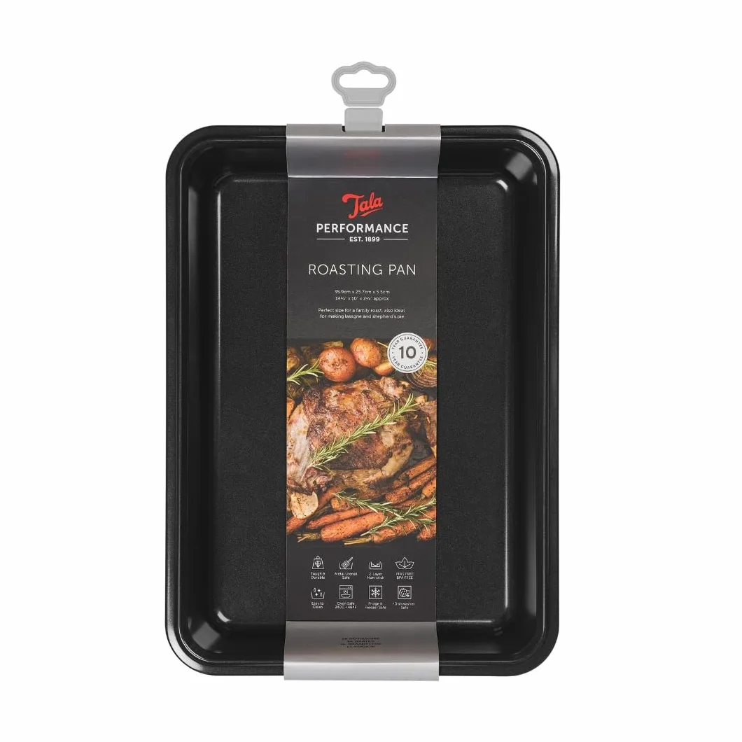 Tala Performance Large Roaster z wargą do nalewania, profesjonalna stal węglowa z powłoką nieprzywierającą Eclipse 34,6 x 24,5 x 4 cm