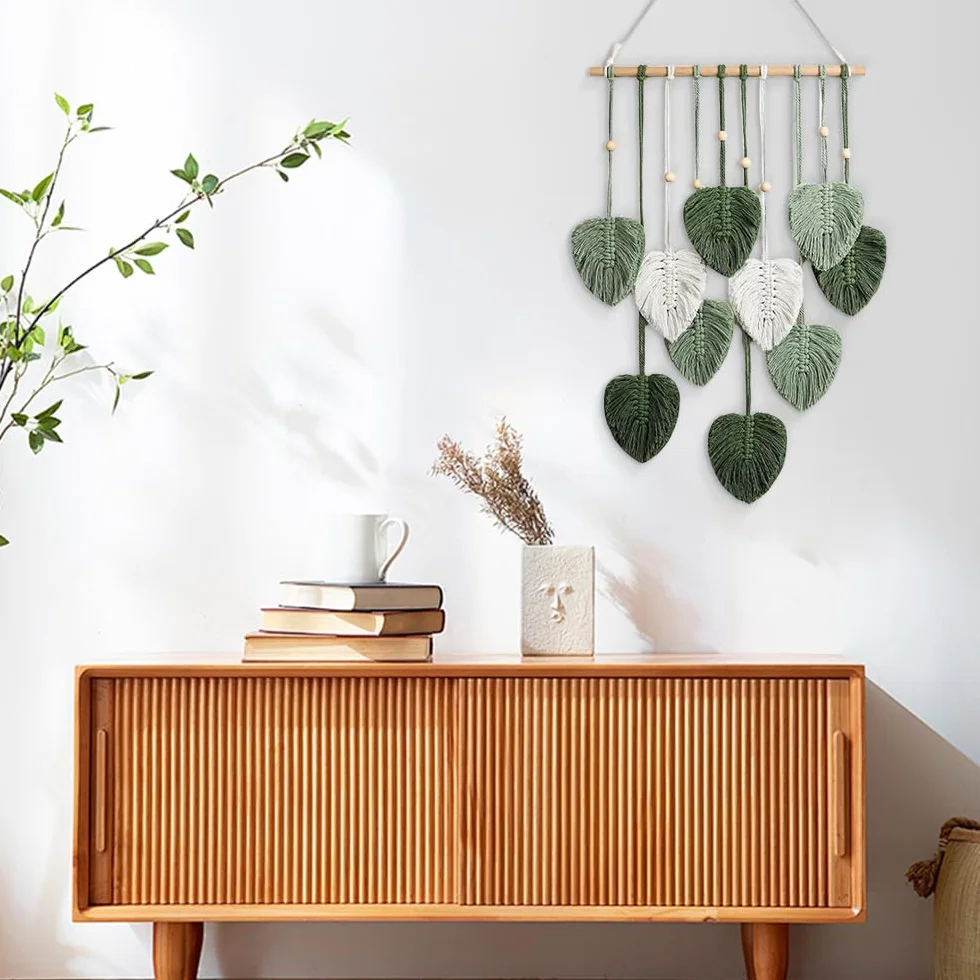 Mineup Makrama, makrama, dywan ścienny w stylu boho, makrama, dekoracja ścienna w stylu boho, ręcznie tkana, dekoracja ścienna do salonu, sypialni, na zewnątrz