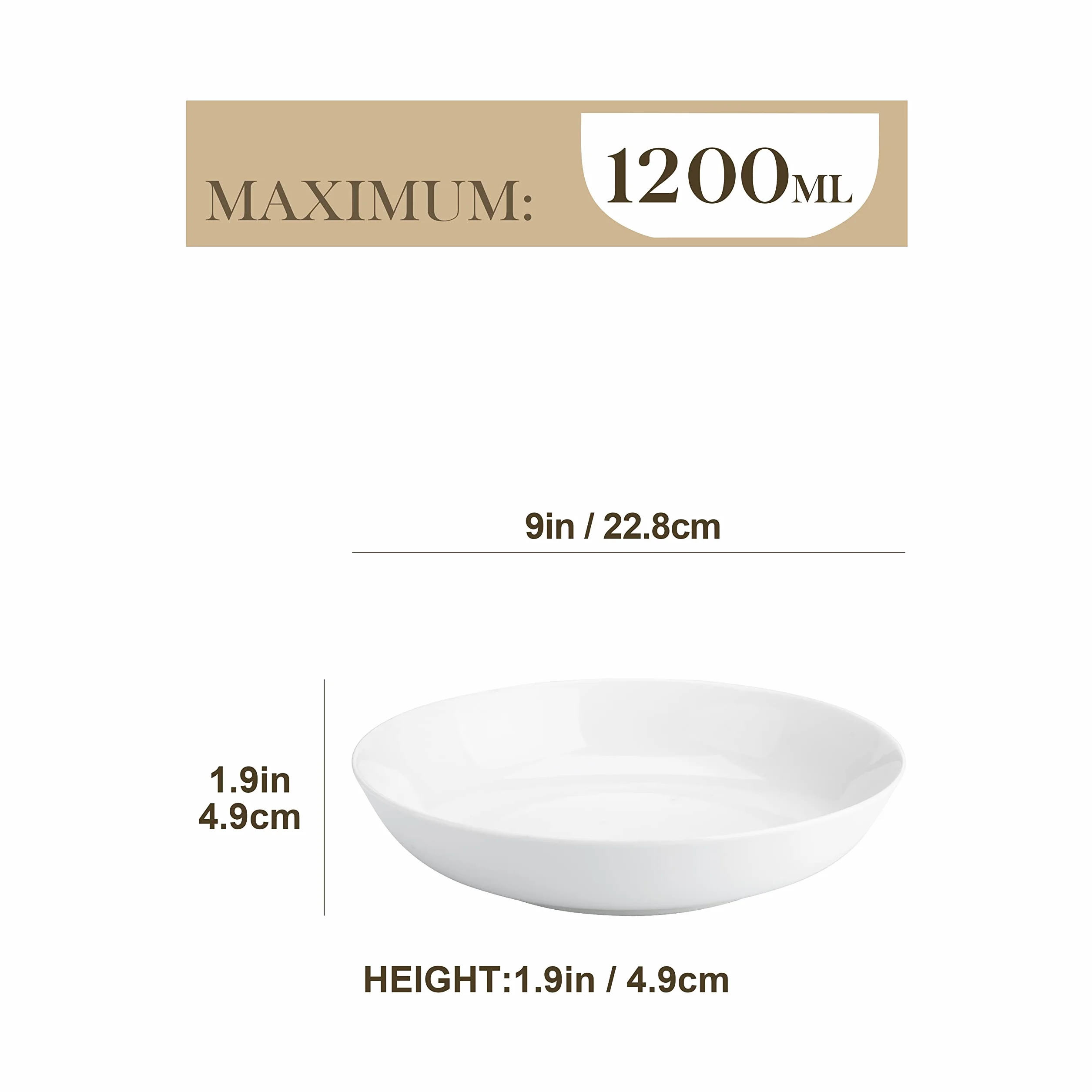 MALACASA, Seria regularna, miska do makaronu 23 cm, porcelanowa miska do makaronu sałatkowego, duża ceramiczna biała miska do zupy, talerze do serwowania sałatek, makaronu, owoców, nadaje się do