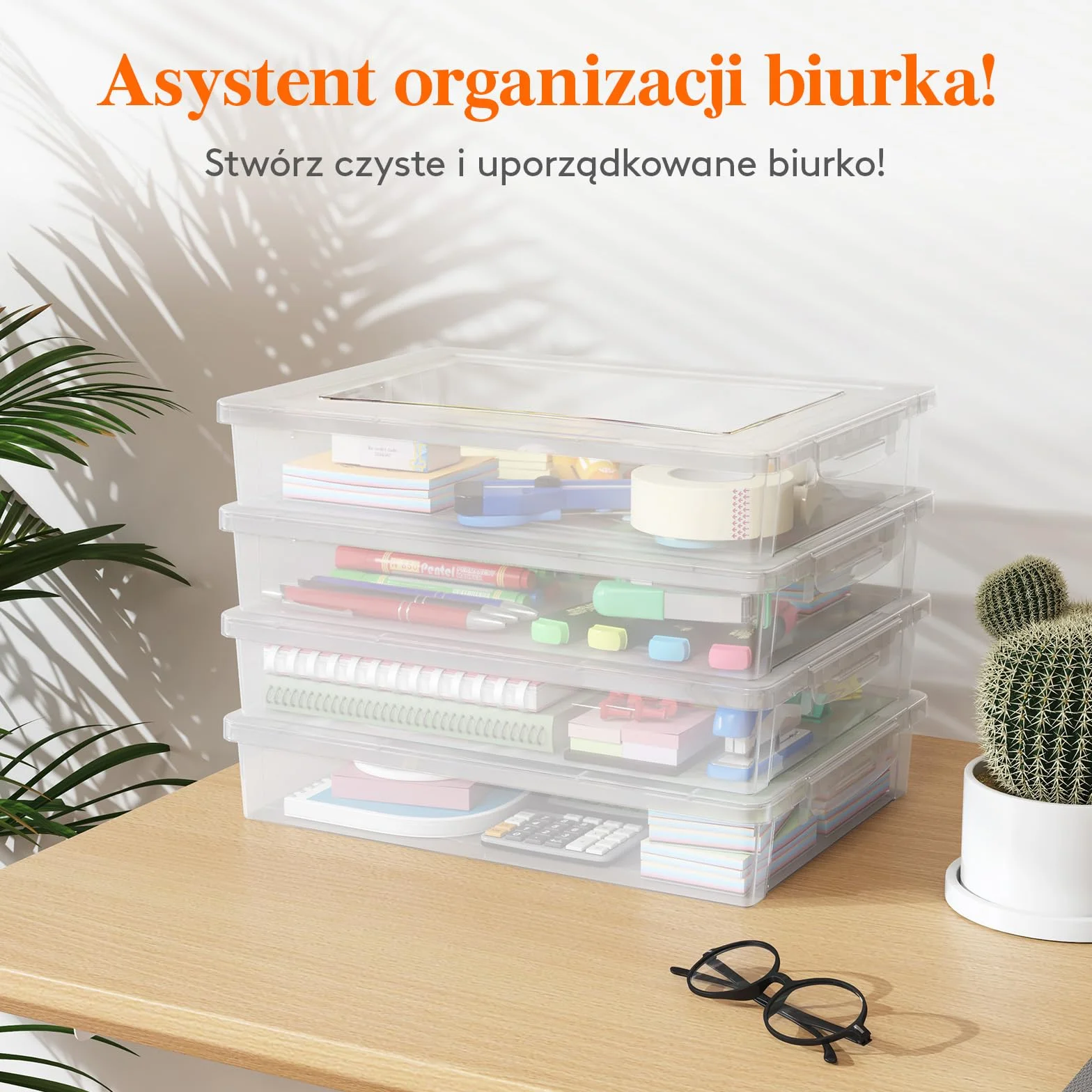 Lifewit 4 plastikowe wielofunkcyjne pudełka do przechowywania z zatrzaskowymi pokrywami, przechowywanie papieru A4, organizacja klasy, przechowywanie materiałów rzemieślniczych, dokumentów