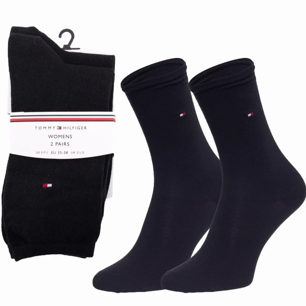 Tommy Hilfiger Skarpety damskie, dwupak, czarne, czarny, 35-38 EU