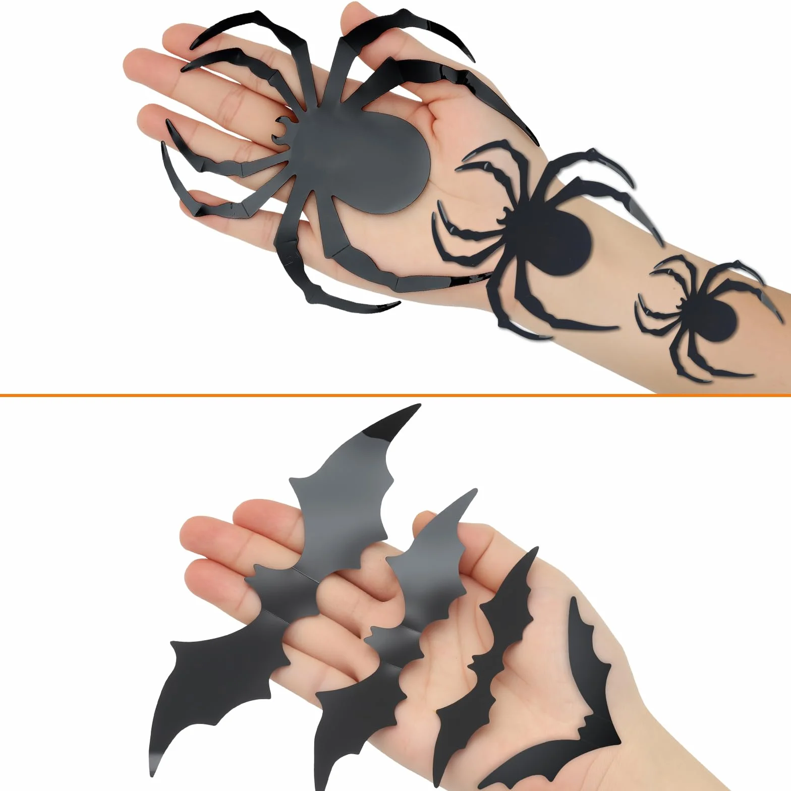 Gucass 72 sztuki naklejki ścienne nietoperz 3D Halloween dekoracje PCW wodoszczelne czarne