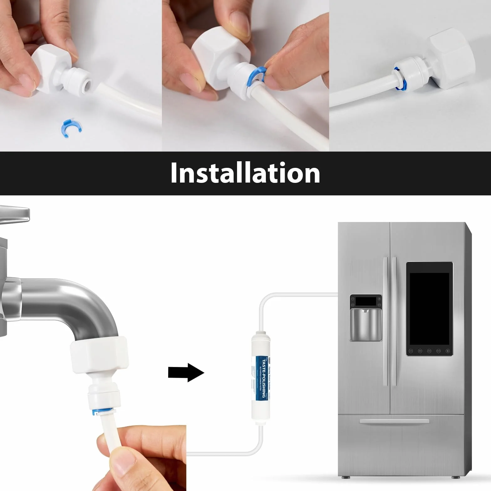 iSpring ICEK-E 15M 1/4" złącza wody do lodówki i zestaw instalacyjny do podłączenia filtra oczyszczania wody