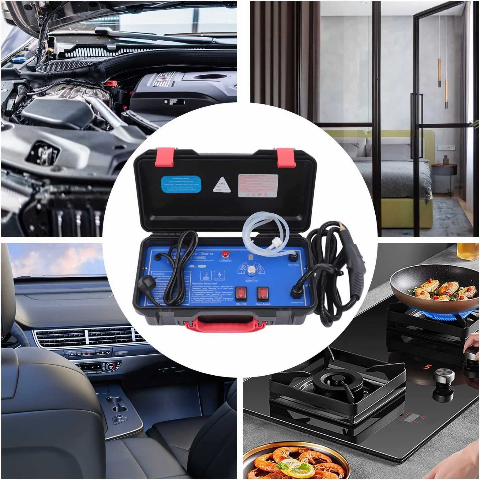 Myjka parowa 3000 W 220 V 3-3.5 bar elektryczna wysokociśnieniowa przenośna