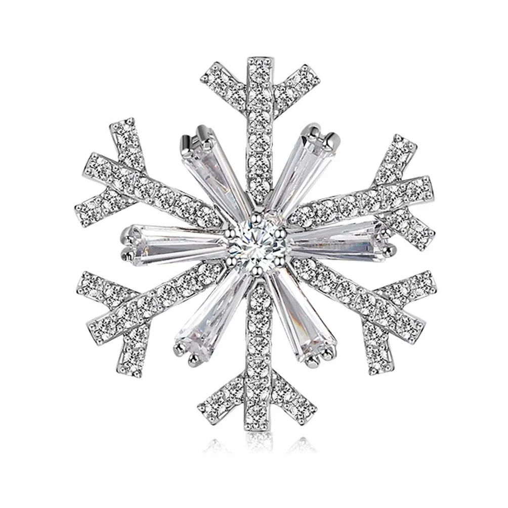WXKAGF Broszka damska Pin biżuteria kryształowa zimowa broszka w kształcie płatka śniegu Pin elegancka kryształowa broszka przypinki dla kobiet wykwintne broszki