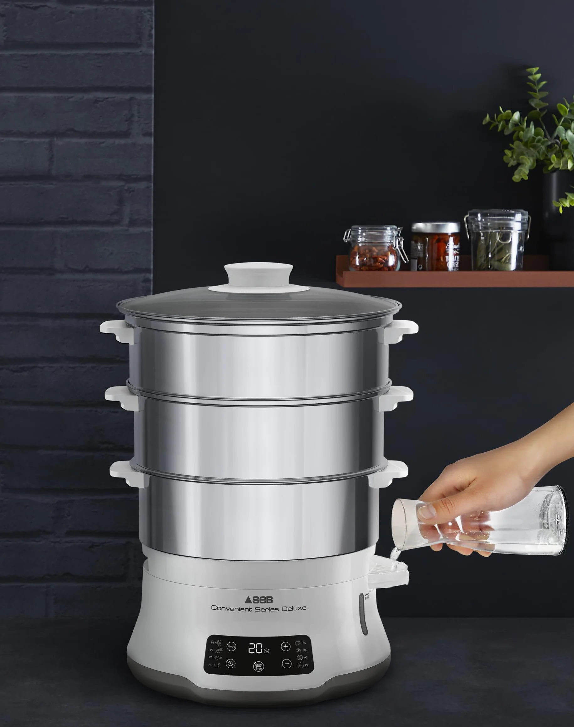 Tefal VC502D Series Deluxe Parowar 3-poziomowy, 8 programów, stal nierdzewna, srebrny