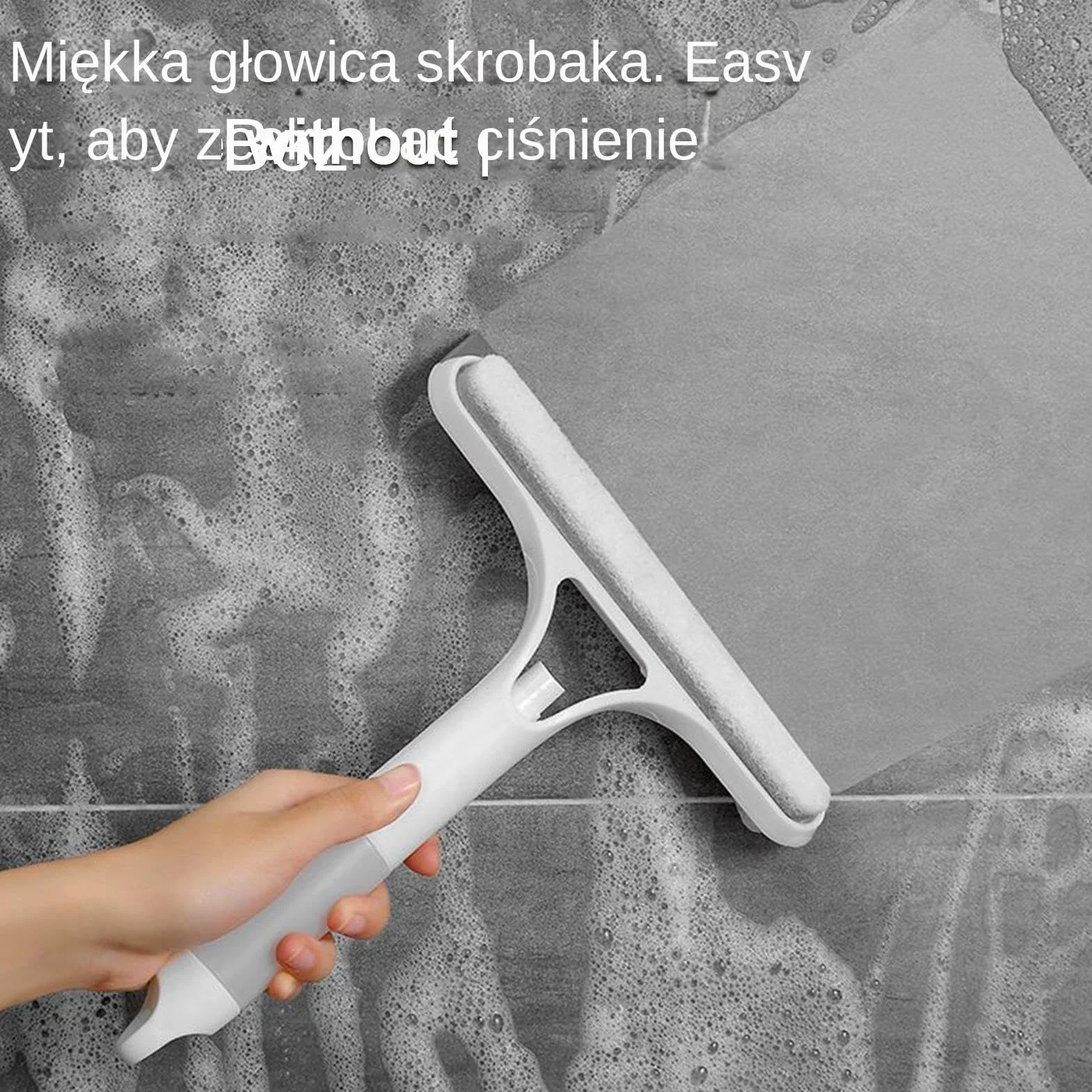 Window Squeegee with Built-in Spray Function, 8.46x10.12x1.18 inches, Glass Cleaner, Compact Handheld Tool for Home Bathroom