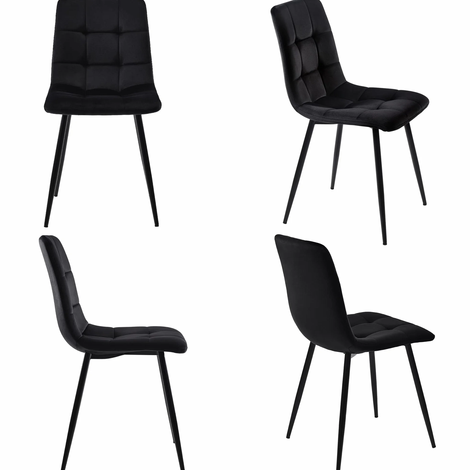 Zestaw do jadalni 5-częściowy: nowoczesny stół do jadalni z 4 aksamitnymi krzesłami, blat z płyty MDF, czarne metalowe nogi, ergonomiczny design, idealny do jadalni i kuchni, elegancki komfort.