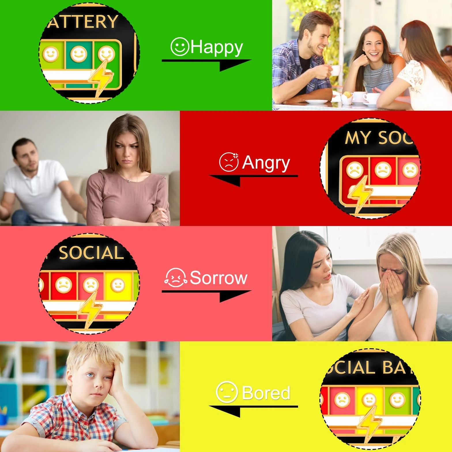 My Social Battery Pins, 6 szt. broszka do konwersji nastroju, przypinka do baterii społecznej, przypinka z przesuwaną regulowaną zabawną społeczną plakietką na baterię, kreatywny śledzenie nastroju,