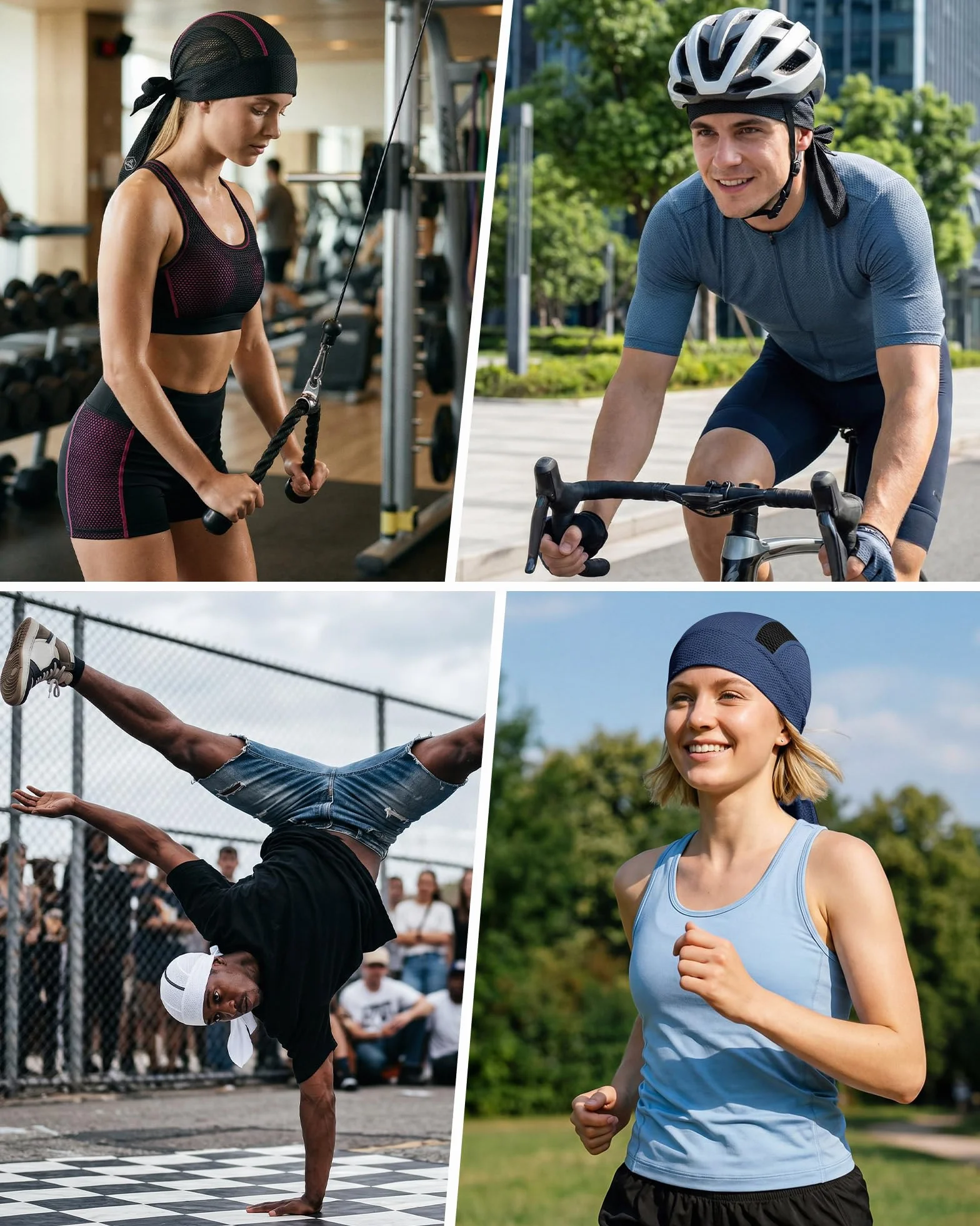 GXCROR Chłodząca czapka z czaszką Durag Bandana, odprowadzająca pot chusta na głowę do jazdy na rowerze, biegania, motocykla, oddychająca szmatka Doo