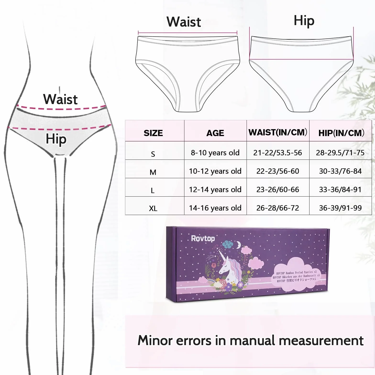 Rovtop Dziewczęca bielizna bawełniana majtki menstruacyjne majtki 5 sztuk