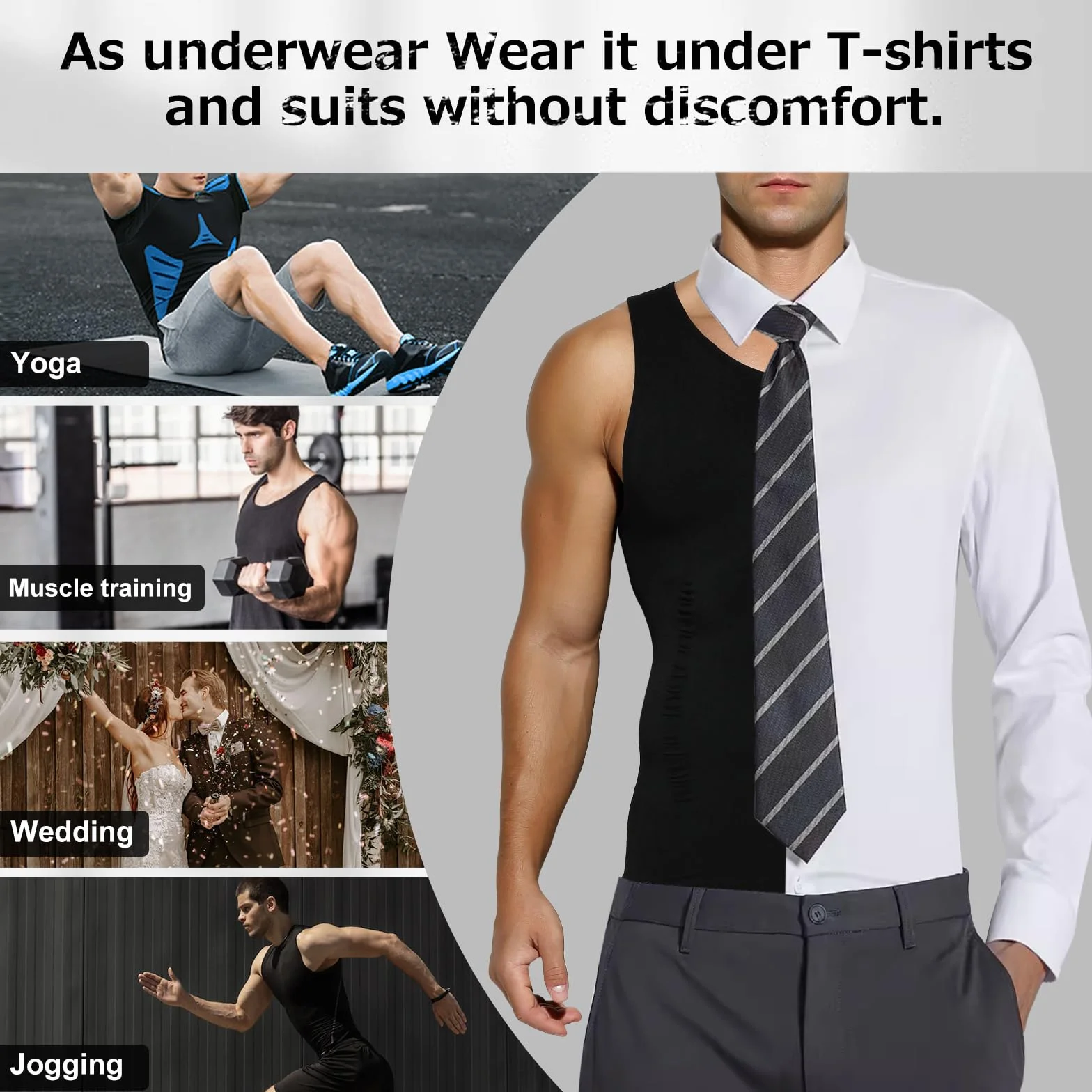 Casey Kevin 2-pak Shapewear męska koszulka kompresyjna wyszczuplająca brzuch tank top