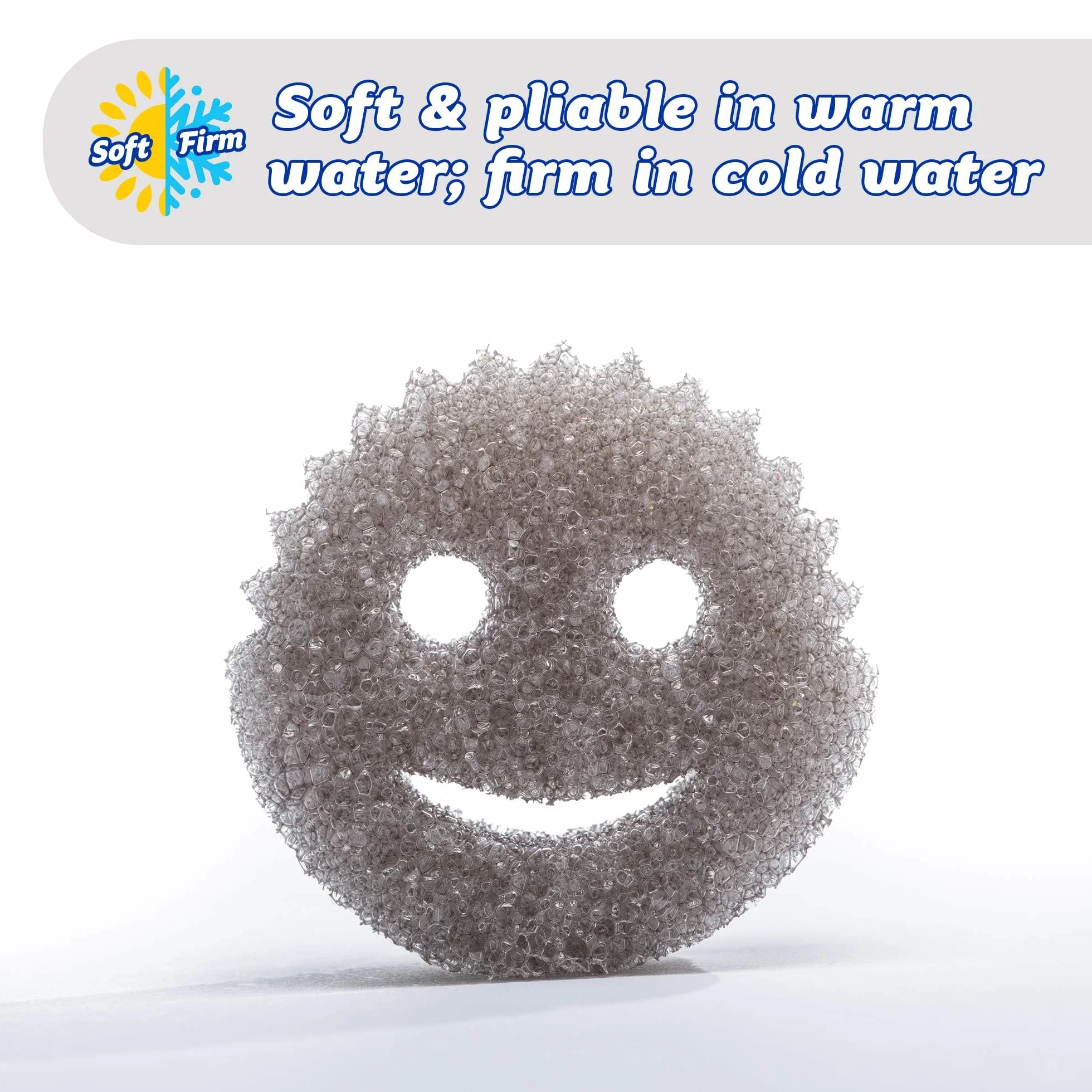 Scrub Daddy Uśmiechnięta Gąbka Flextexture do Szorowania Antybakteryjna Odporna na Zarysowania Szara