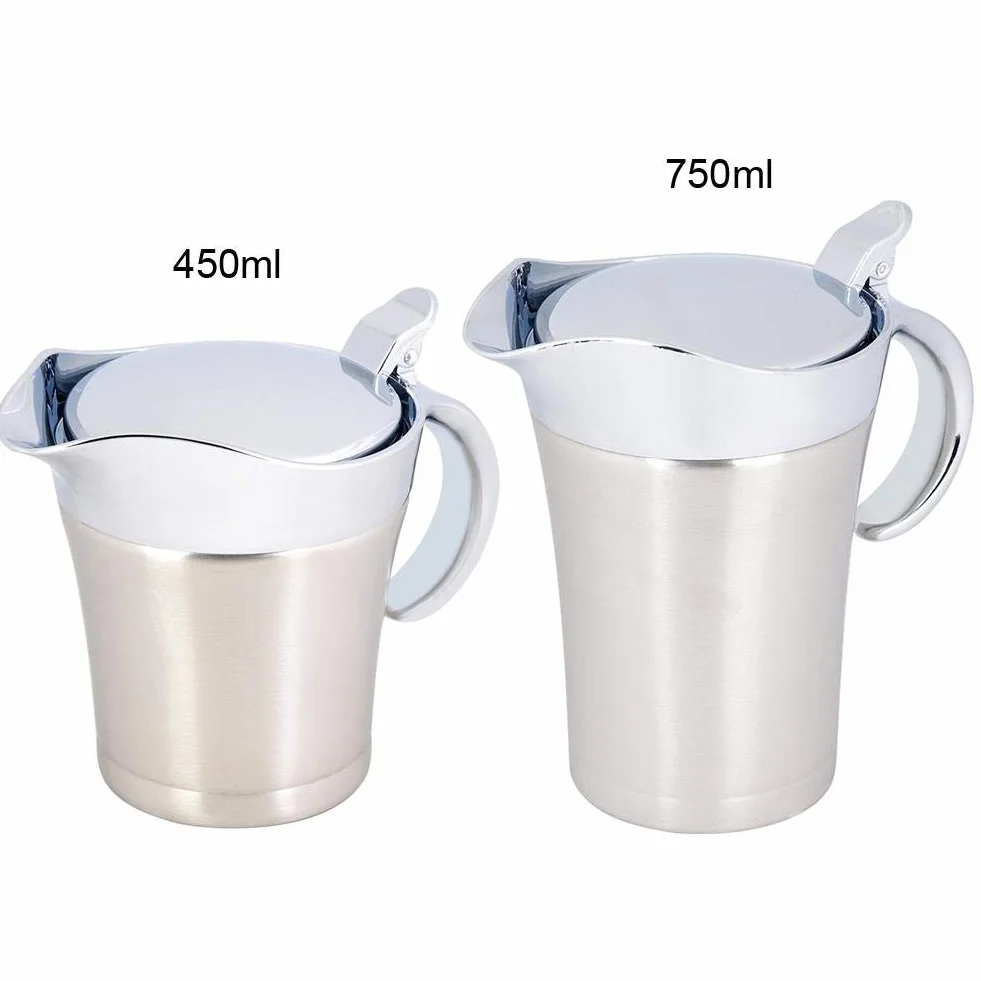 304 Edelstahl Thermosoße Topf Doppelwandige Isolierte Sauciere Servierkanne 450 ML 750 ML