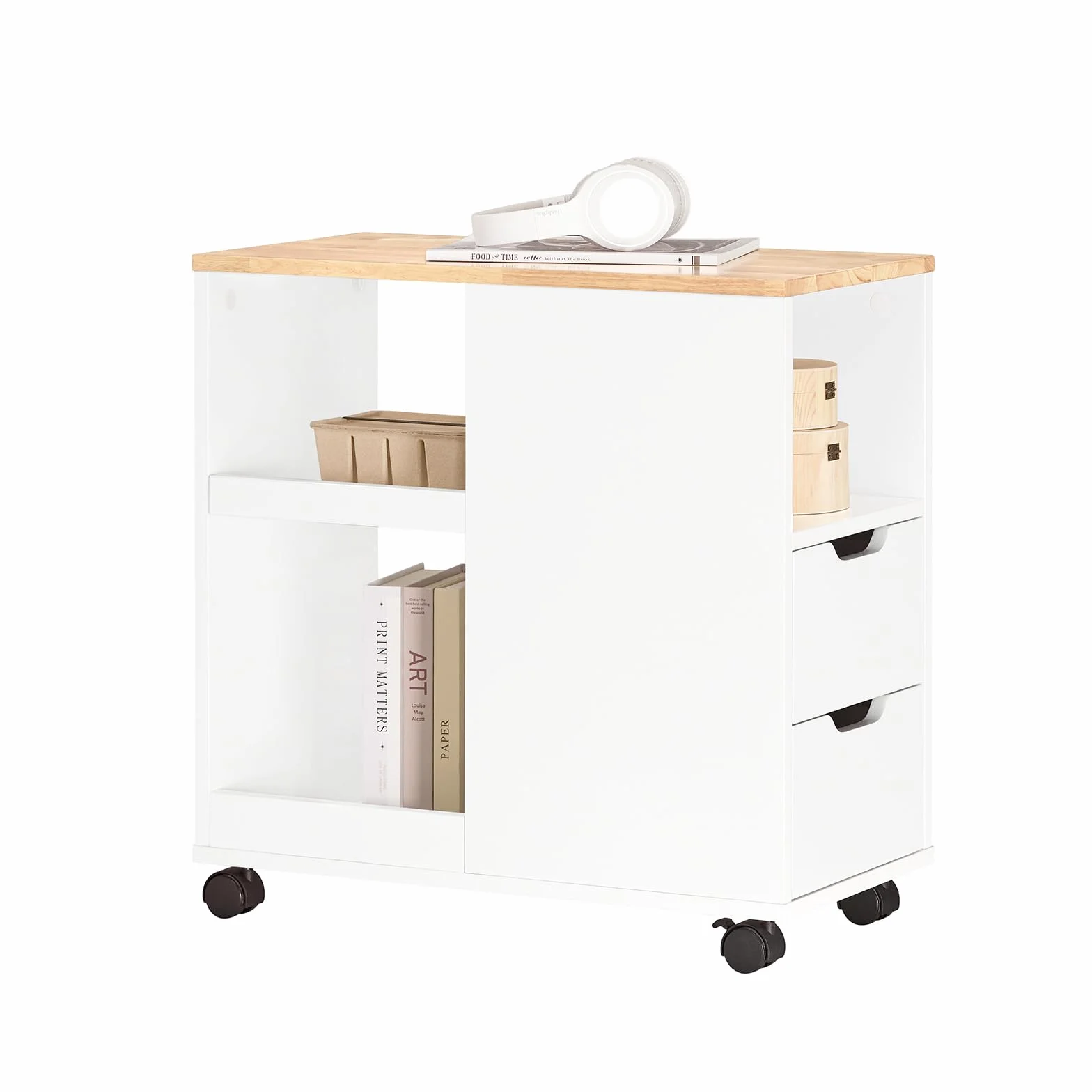SoBuy Stolik boczny z kółkami Wąski B60 x D30 x H60 cm FBT130-WN