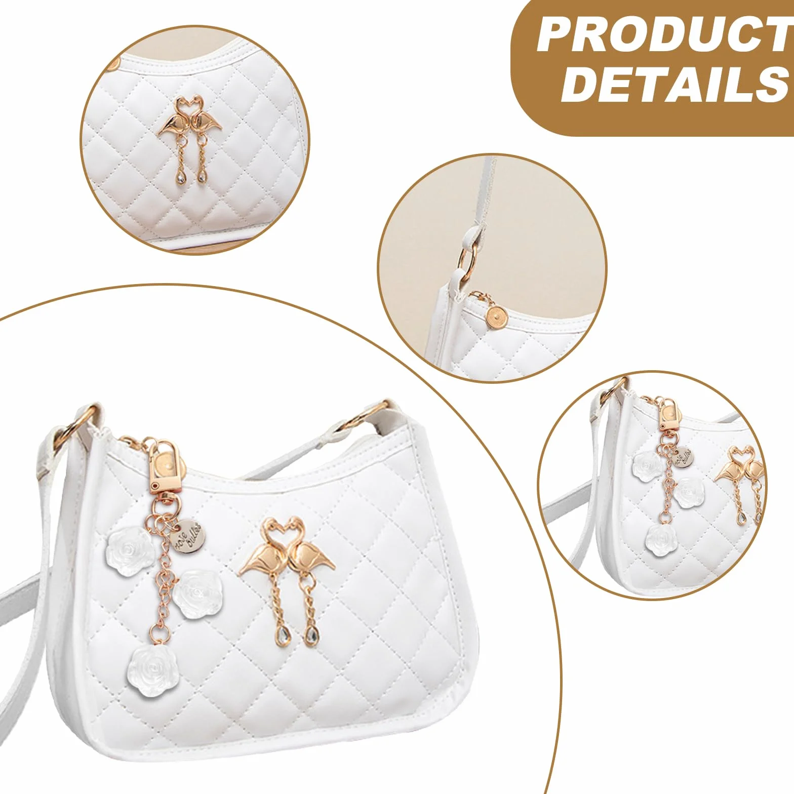 Biała skórzana kopertówka dla kobiet – mała torebka crossbody z kieszeniami na zamek błyskawiczny, retro miękki PU do codziennego użytku