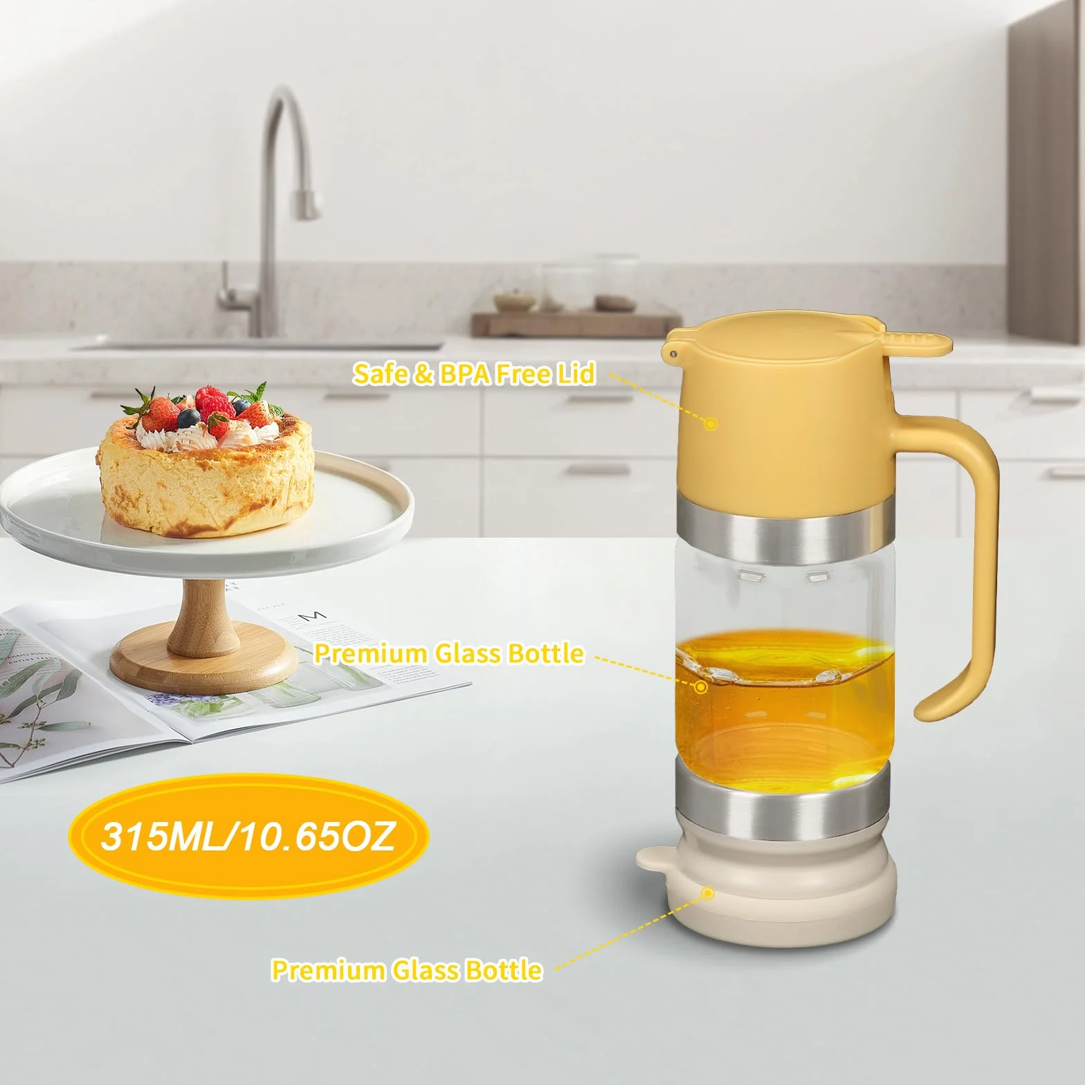 Dozownik miodu bez kapania 315 ml niekapiący słoik z uchwytem zdejmowana pokrywka