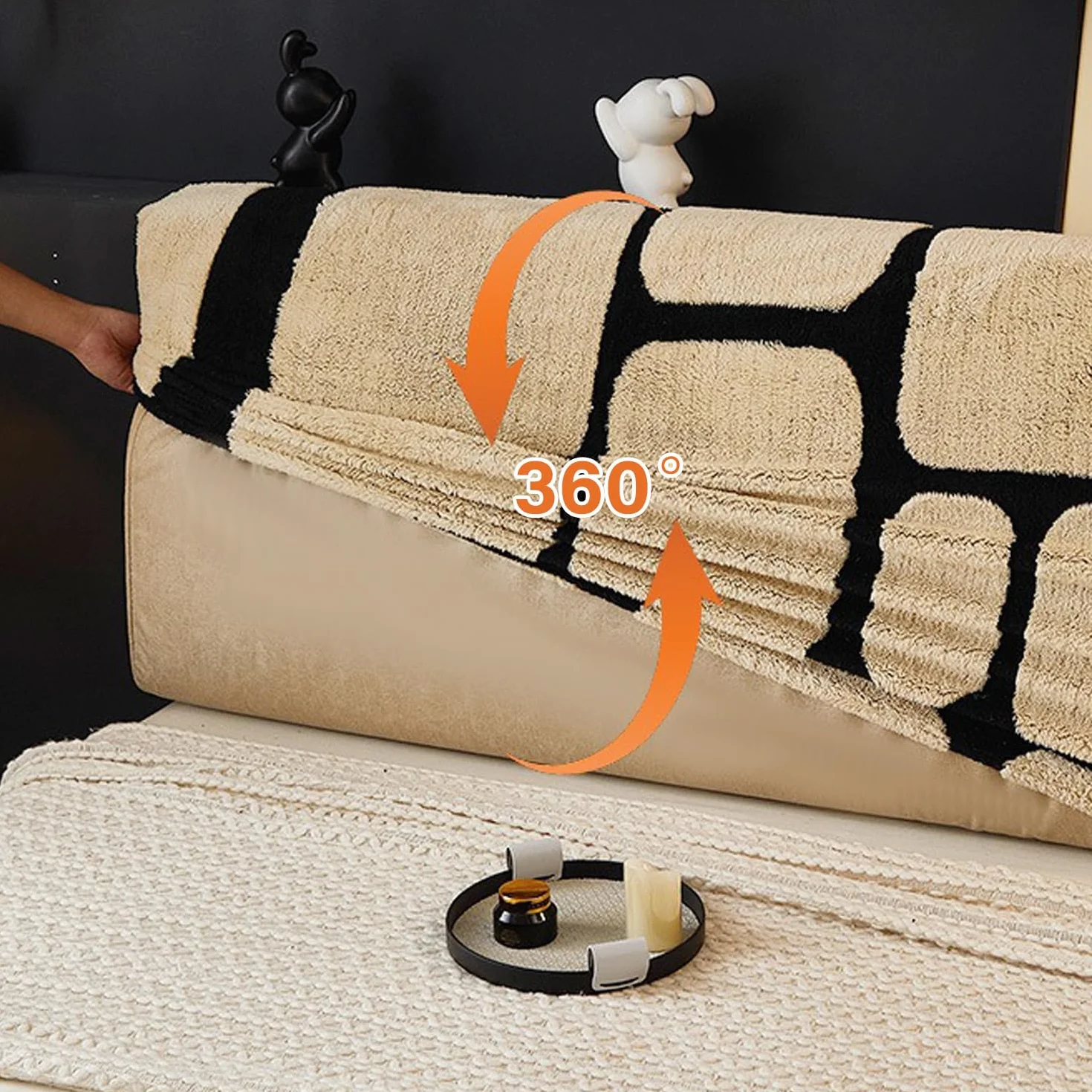 Miękki pluszowy pokrowiec na wezgłowie łóżka King Size 180cm Beige