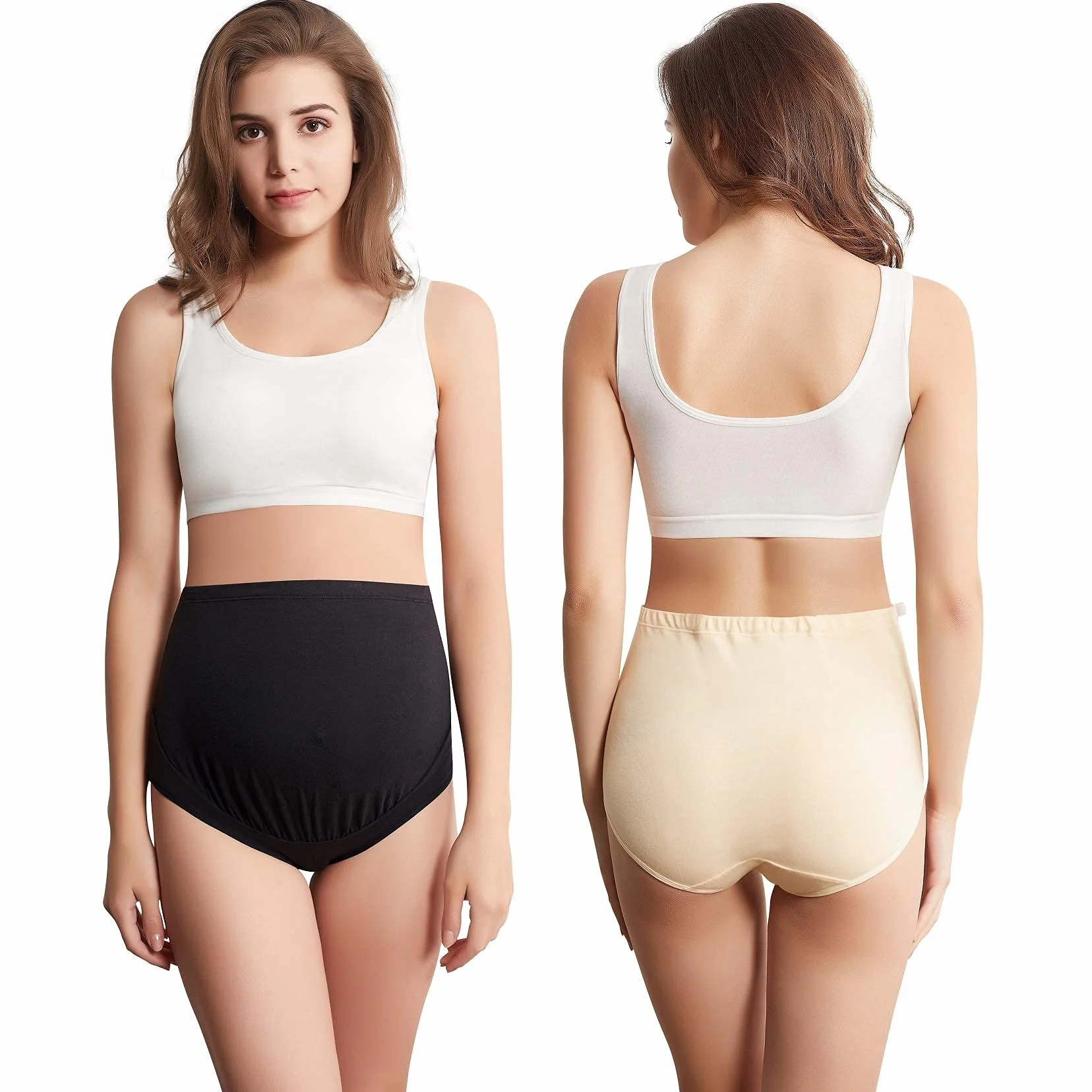 Mama Cotton Krótkie Kobiety Majtki ciążowe z wysokim stanem (3 w zestawie)