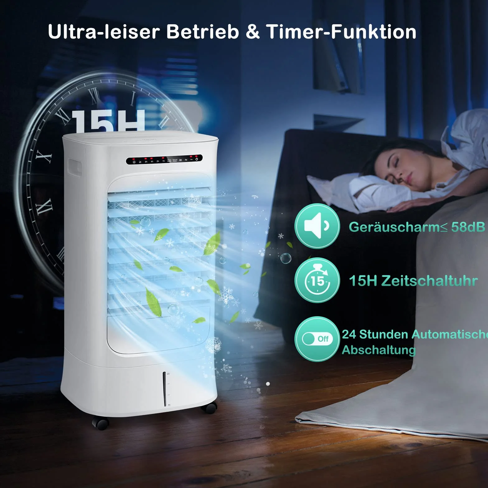 GOPLUS Klimatyzator mobilny 3w1 chłodzenie wentylacja nawilżanie 66W zbiornik 10L 2 akumulatory chłodzące timer 15h