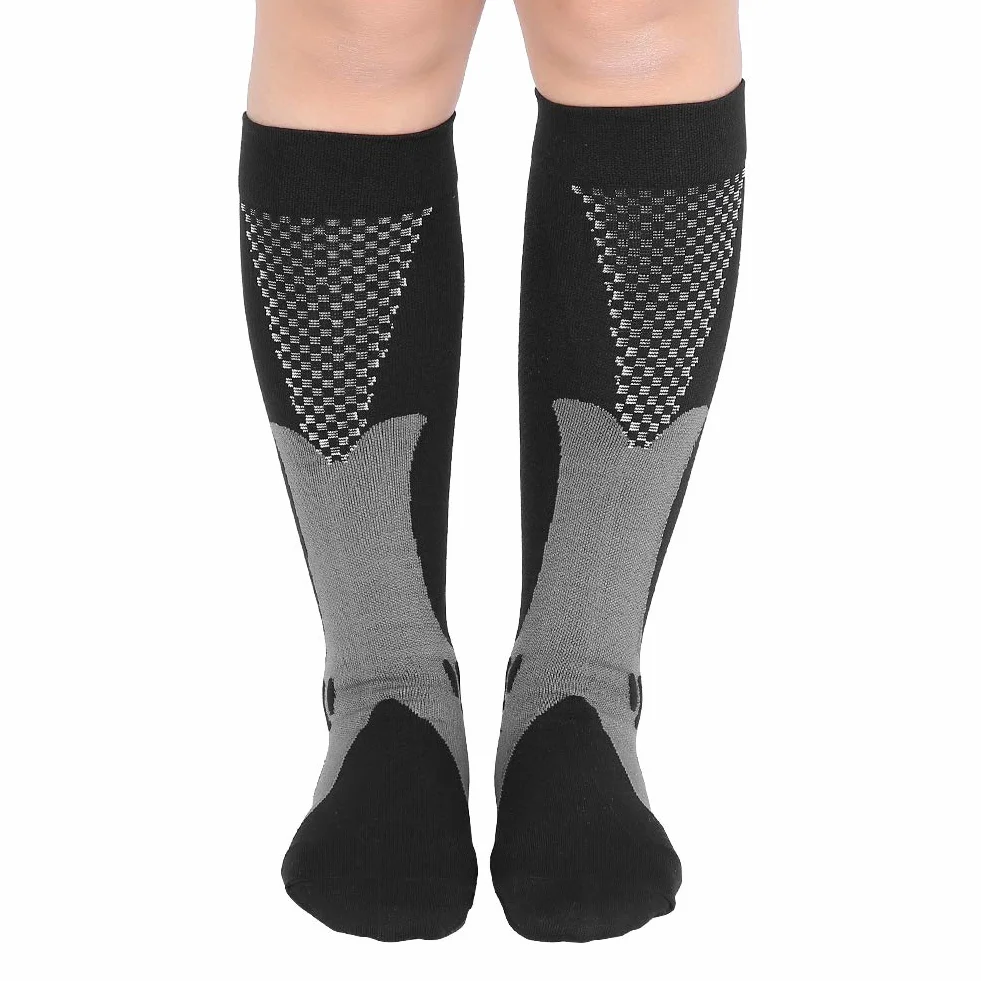 Unisex-Kompressionsstrümpfe, kniehohe Stützstrümpfe Stretch-Beinstützenstrümpfe für Frauen und Männer, die Reiseflugsport pflegen(L/XL-Schwarz)