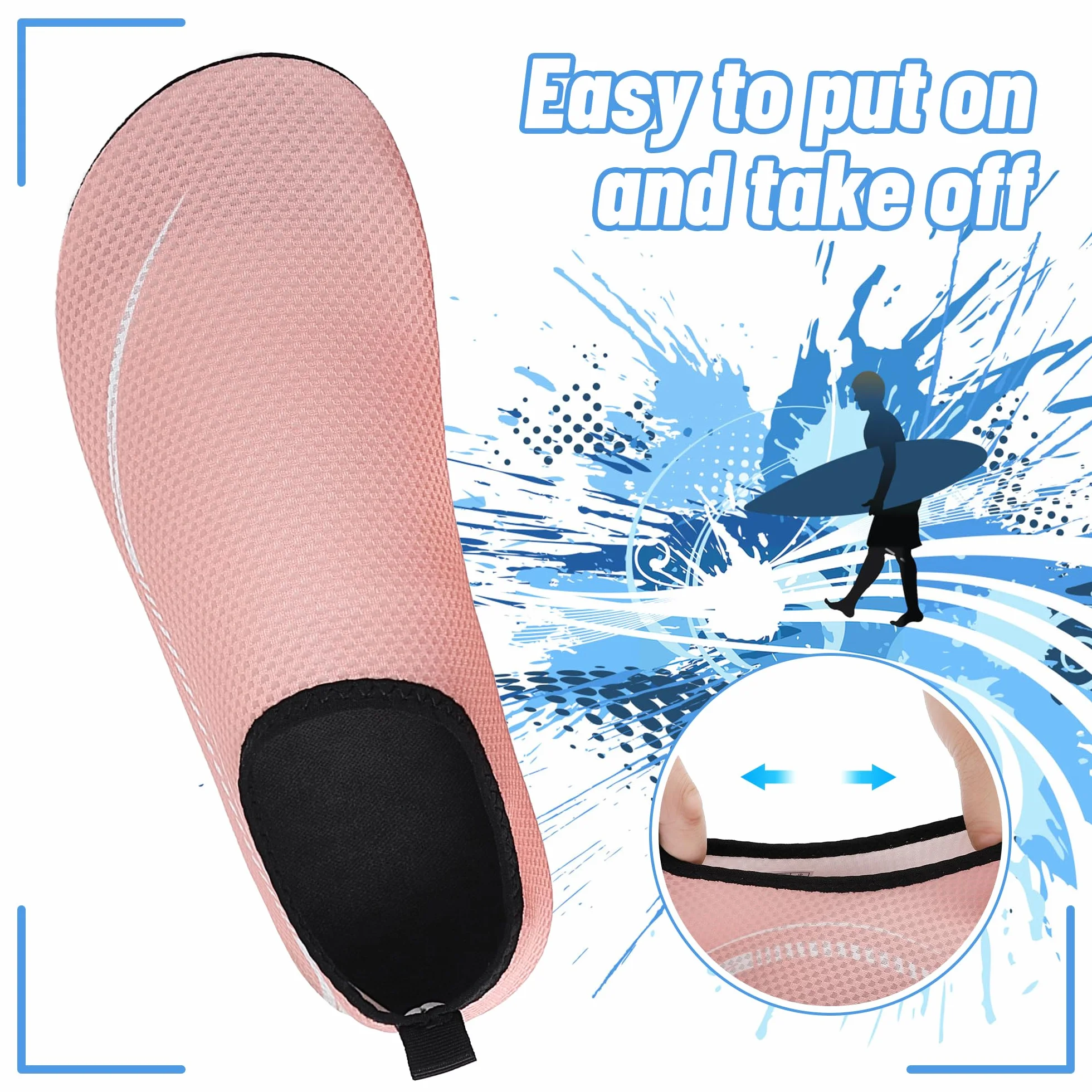 Buty do Wody Water Shoes Buty do SportóW Wodnych Lekkie Buty do PłYwania Buty PlażOwe Buty do Jogi Buty do Surfowania dla Kobiet I MężCzyzn.Różowy, 40EU
