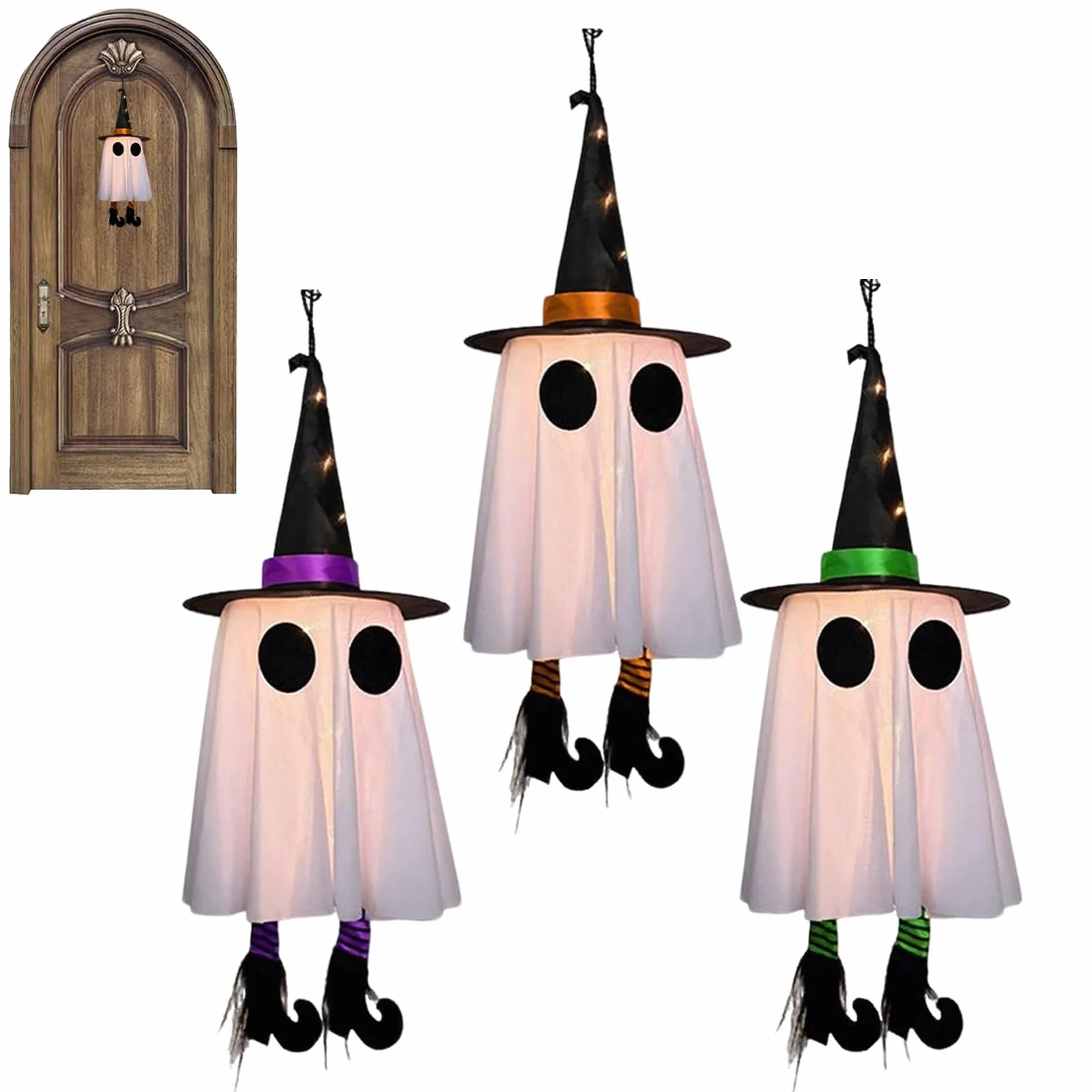 Halloween Decorations 3 Piece LED Haunted Figures Ghost Set Outdoor Garden