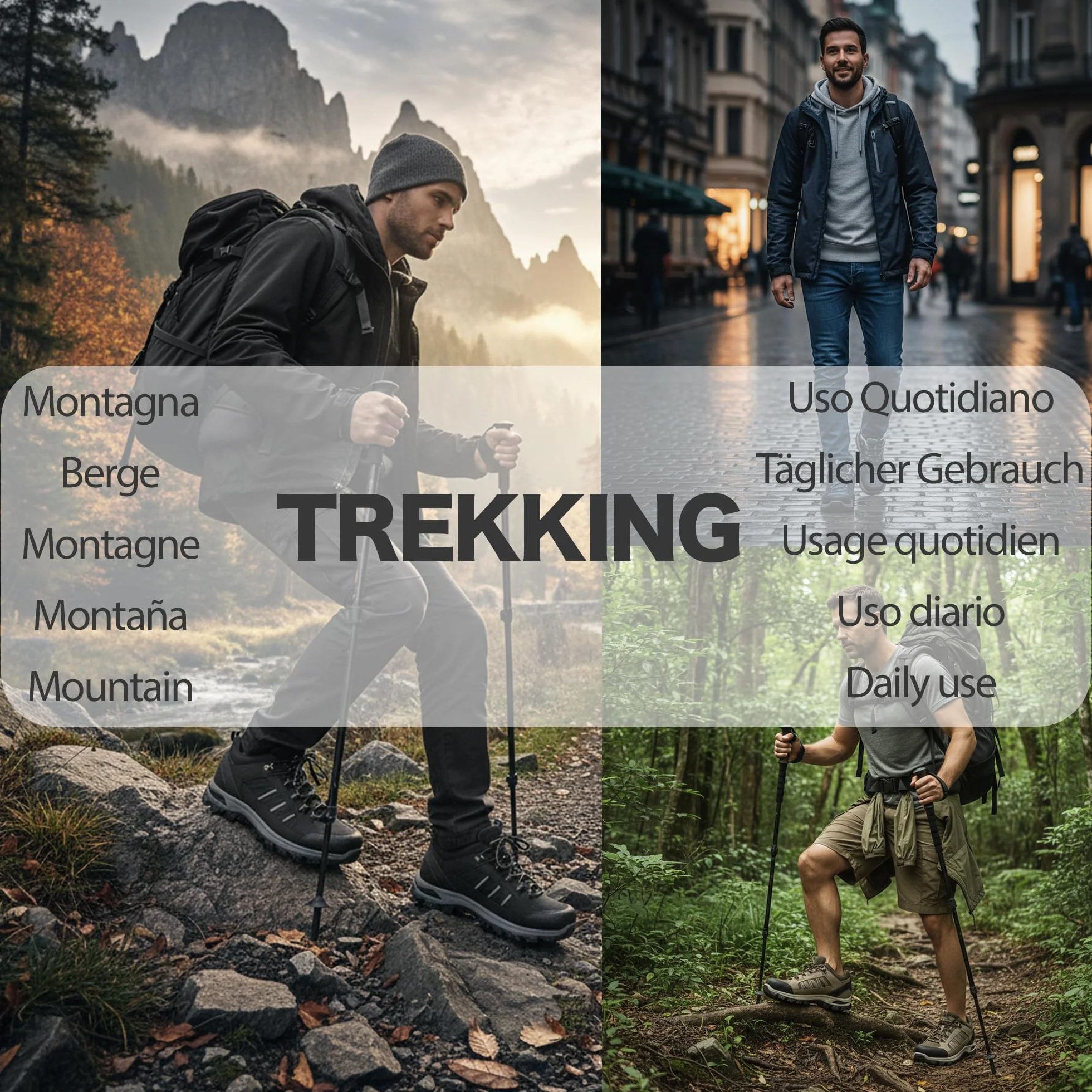 JOMIX Męskie buty trekkingowe, antypoślizgowe, lekkie, oddychające, wygodne, buty trekkingowe, buty sportowe na wędrówki, kemping, czas wolny