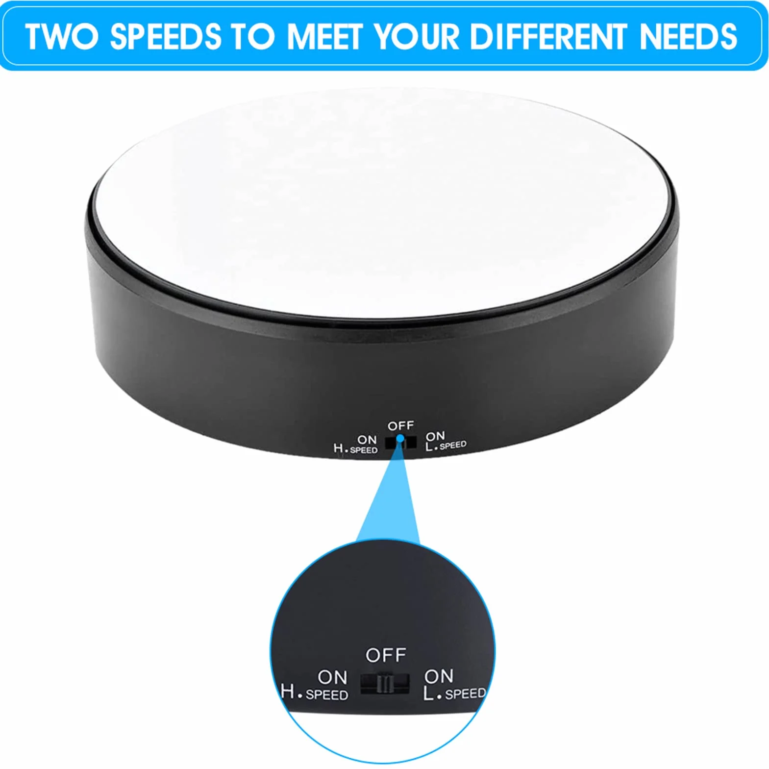 Battery Powered Display Turntable, 1.5kg Load Bearing Speed Adjustable Rotating Mirror Display Stand for Shop Home Display