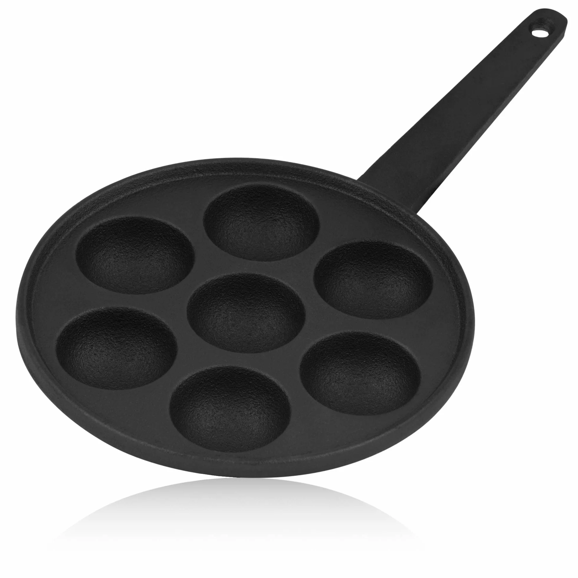 BBQ-Toro Żeliwna patelnia do poffertjes z uchwytem | Ø 20,5 x (wys.) 3 cm, patelnia do 7 patelni, wstępnie przygotowana, patelnia do poffertje, takoyaki, z oczami wołu